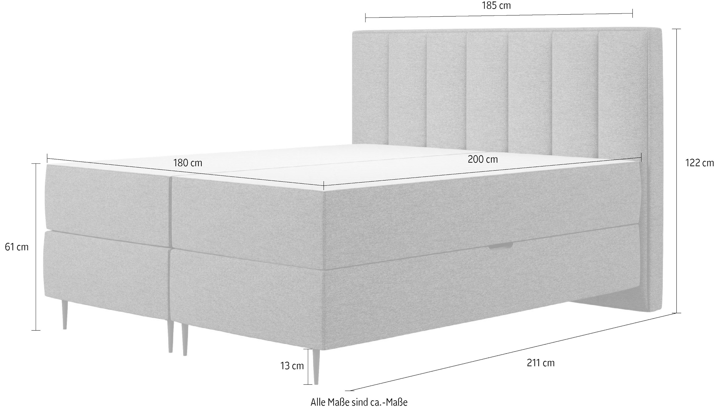 Home affaire »Rita inkl. Bettkasten, erhältlich in den Breiten 160cm und 180cm« mit Taschen-Federkernmatratze, Komfortliegehöhe von 61cm