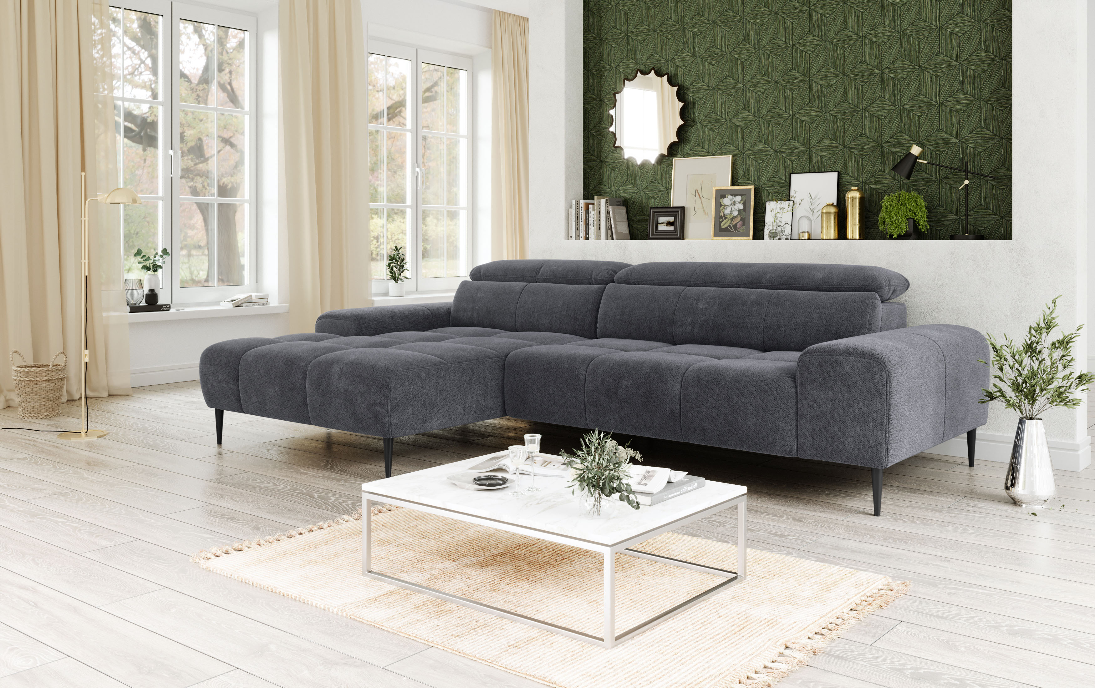 OTTO home Ecksofa "Theo L-Form, B: 290 cm" mit Kopfteilverstellung, optional Sitztiefenverstellung