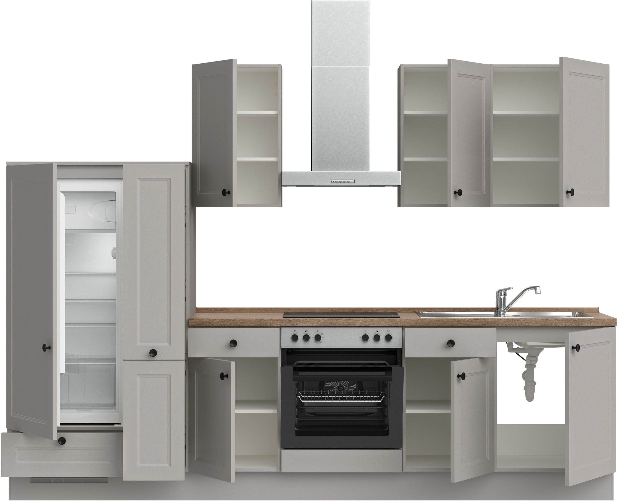 nobilia® Küchenzeile »"Cascada I"«, vormontiert, Ausrichtung wählbar, Breite 300 cm, wahlw. mit E-Geräten