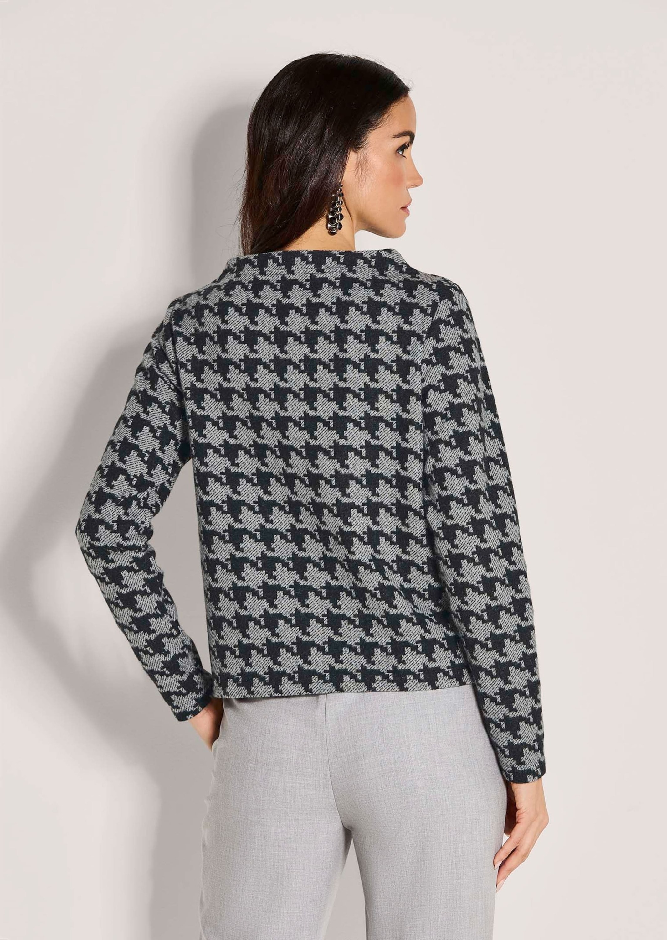 MADELEINE Langarmshirt »Sweatshirt Hahnentritt-Oberteil mit U-Boot-Ausschnitt«
