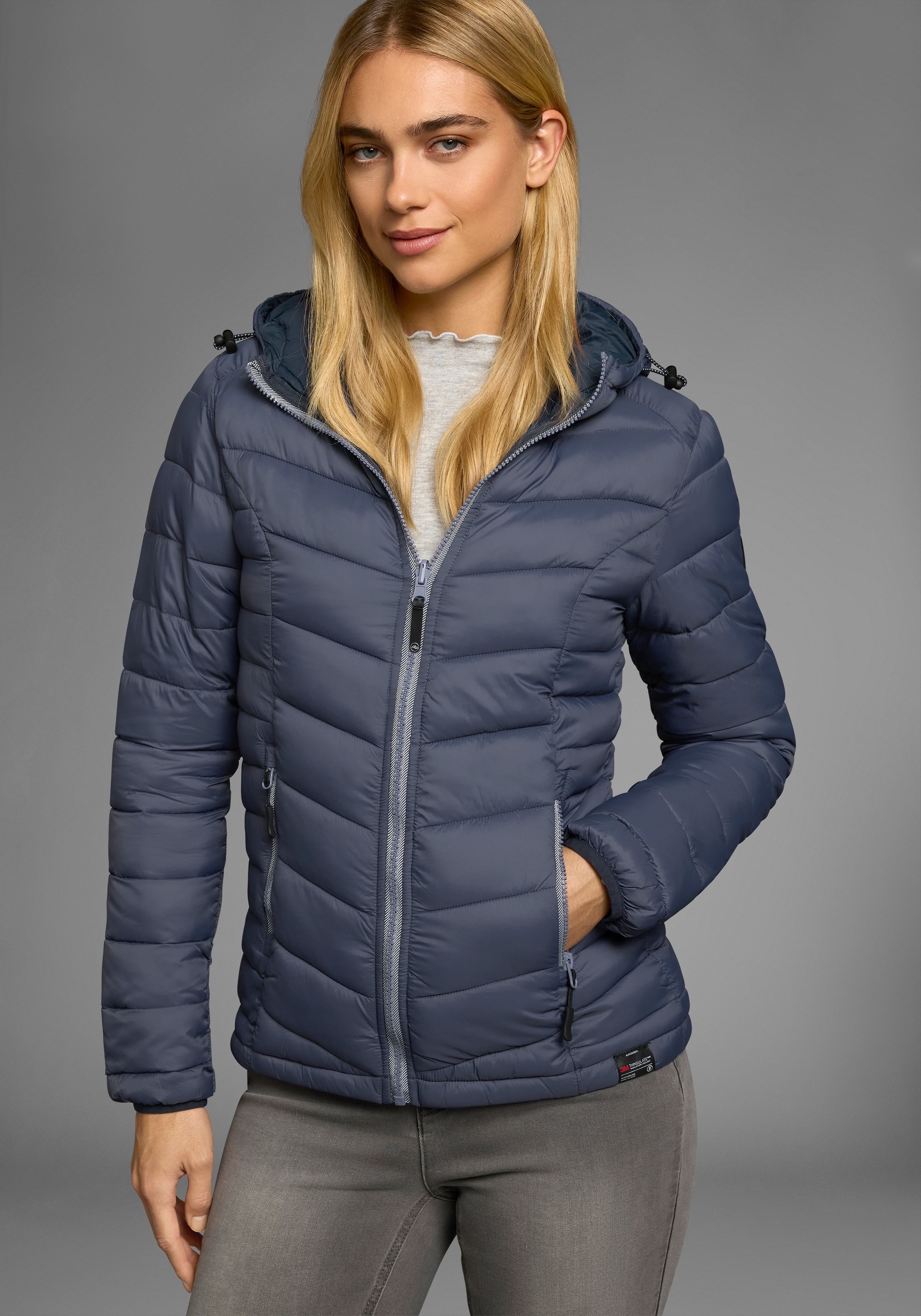 Polarino Steppjacke, mit Kapuze, für kühle Tage, aus leichtem Webmaterial, günstig online kaufen