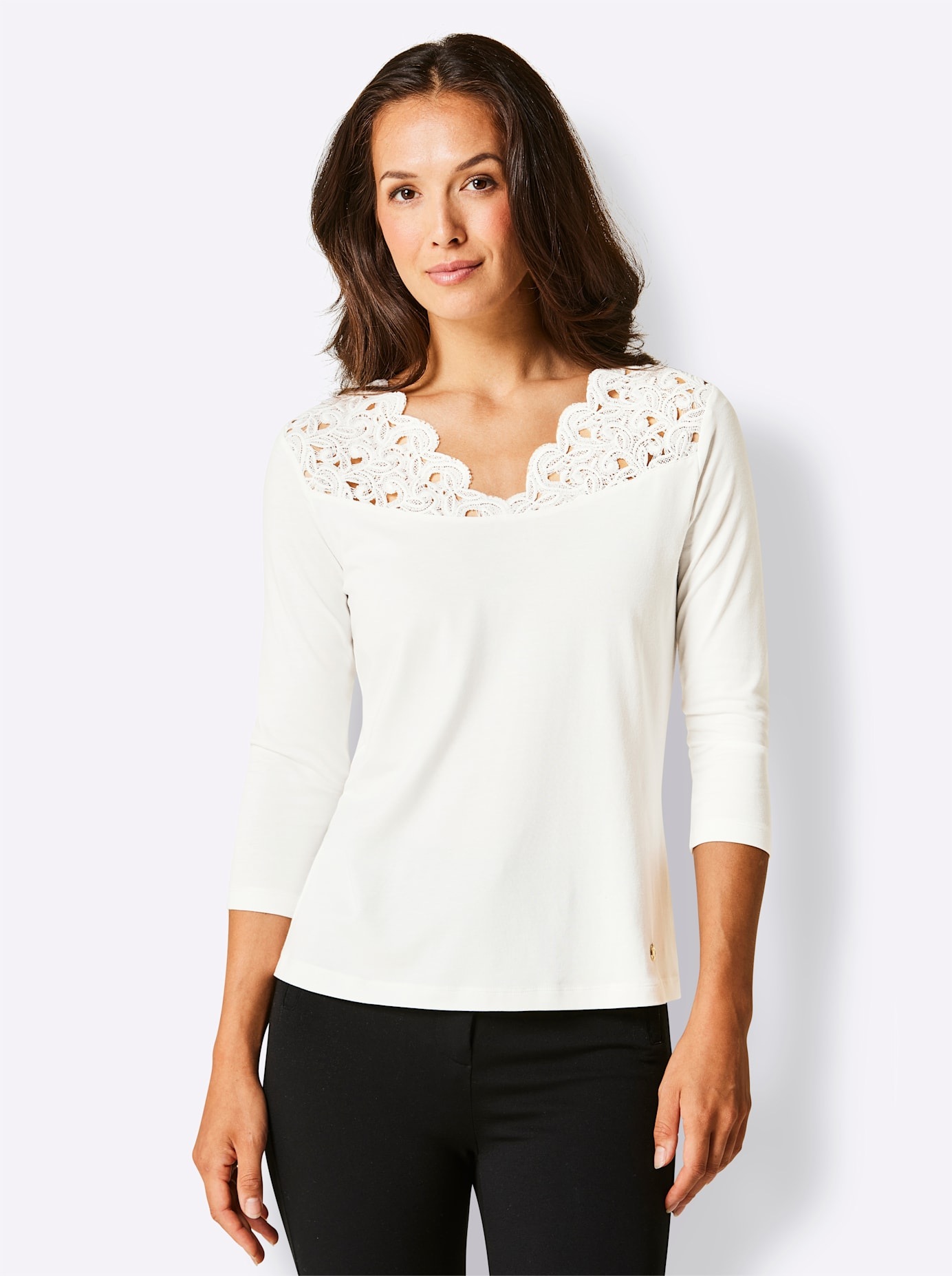 CREATION L PREMIUM V-Shirt "Modal-Baumwoll-Shirt" 1 Stk. tlg. günstig online kaufen