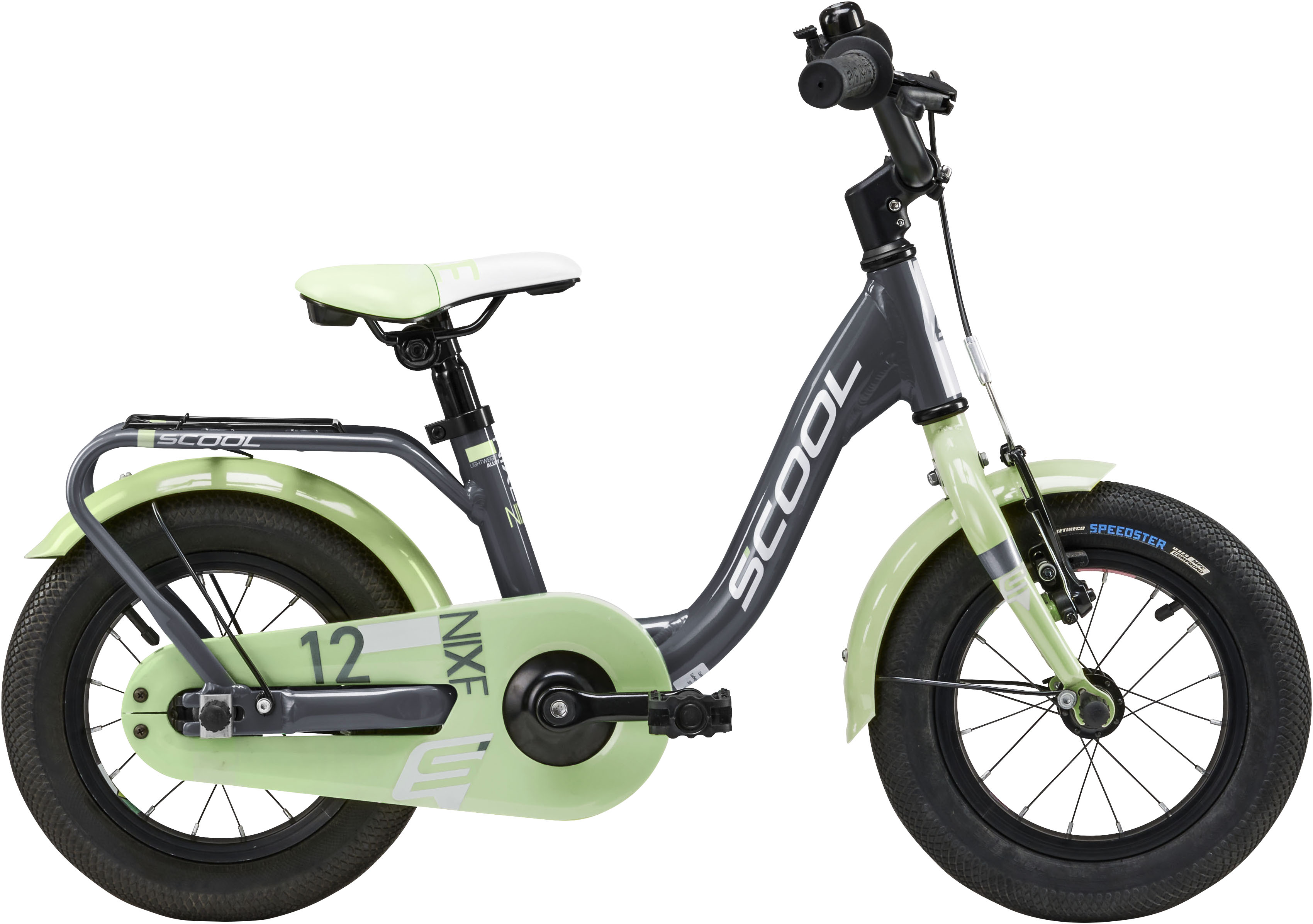 S’COOL Kinderfahrrad "SCOOL niXe 12-1S - Dark Grey/Pastel Green" 1 Gang ohne Schaltung
