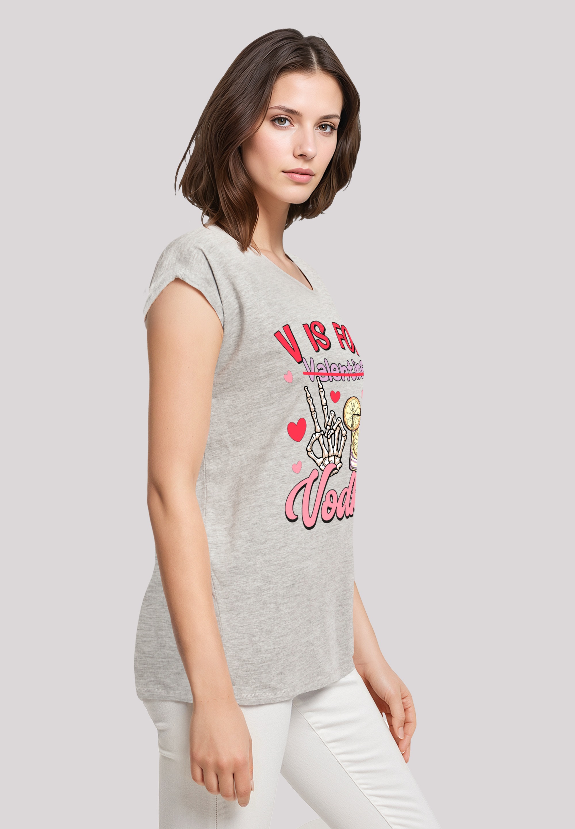 F4NT4STIC T-Shirt »Anti Valentinstag V is for Vodka«, Premium Qualität