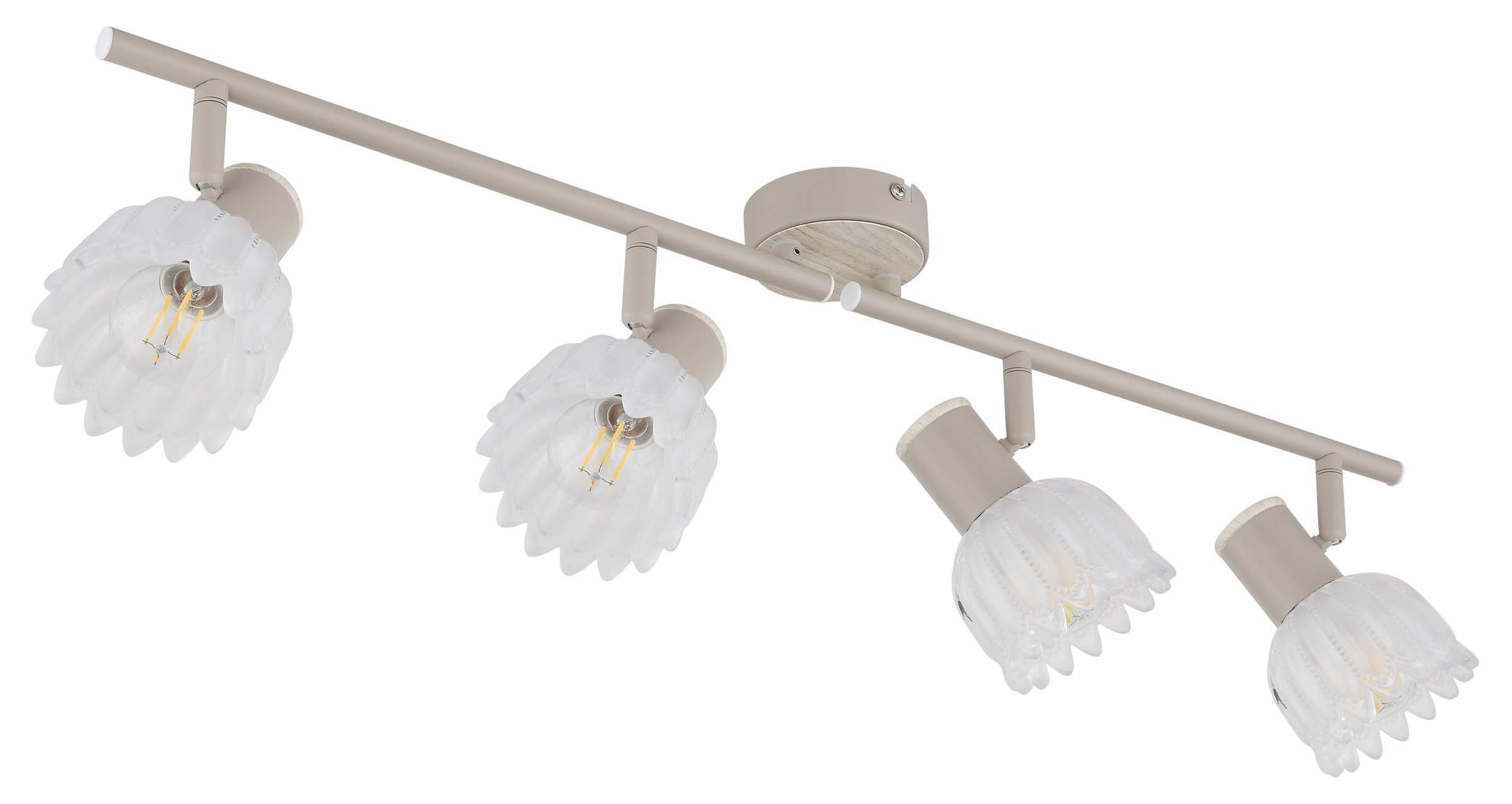 GLOBO LIGHTING Deckenspot »PLANTA« E14 1 Stk. Sandfarbener Strahler mit Holzoptik und Glas satiniert