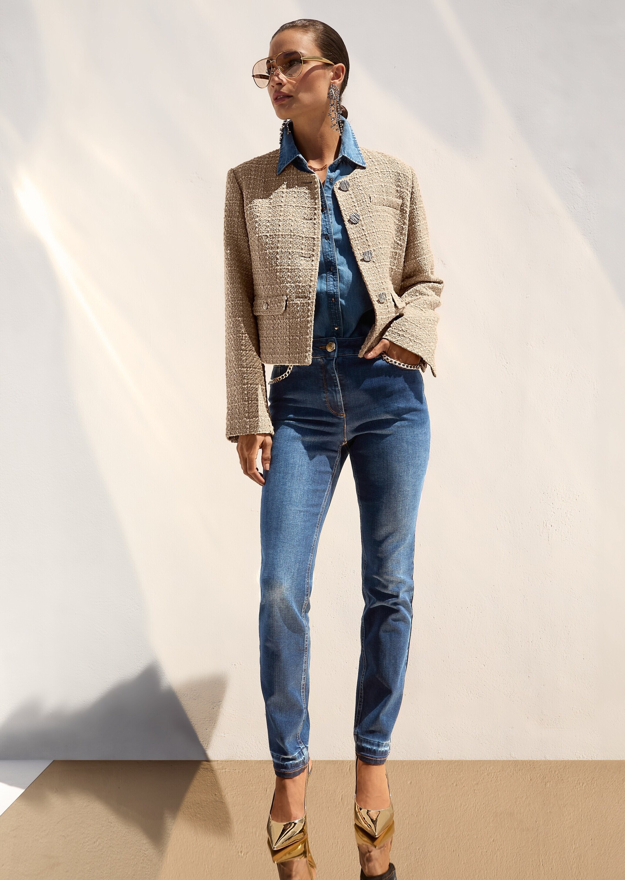 MADELEINE Regular-fit-Jeans »Jeans Slim Fit Jeans mit Kettendetails«