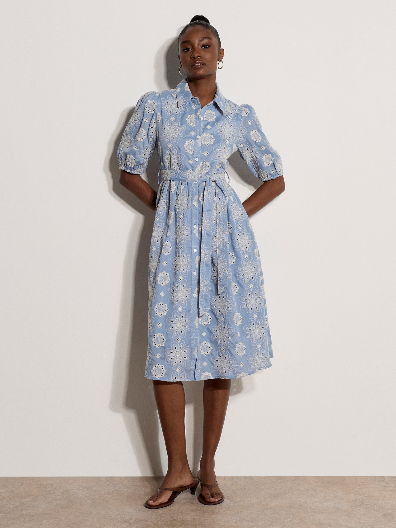 Apricot Midikleid "Midikleid" mit Stoffgürtel, 2 tlg. mit englischer Spitze