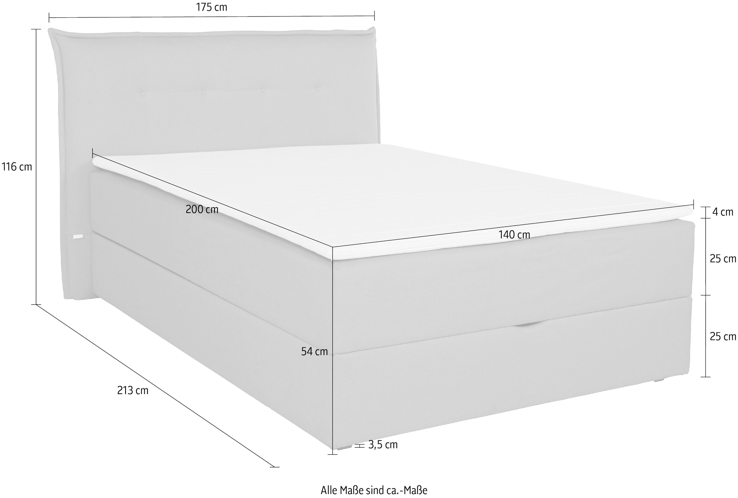 andas Boxbett »Kederleicht«, inklusive Bettkasten & Topper, in 4 Breiten und 2 Härtegraden