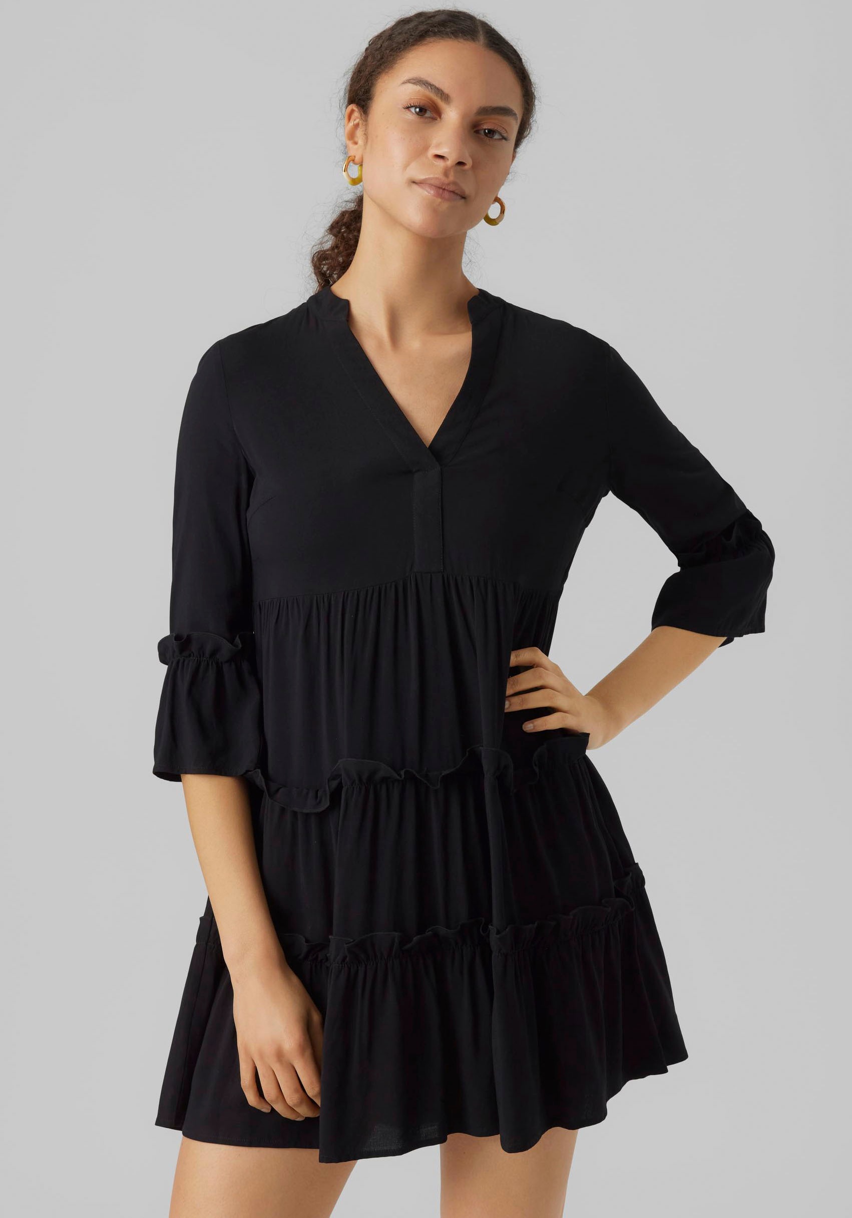 bestellen Rüschen WVN DRESS »VMEASY | Vero 3/4 Moda Minikleid online SHORT BAUR mit R1 GA«,