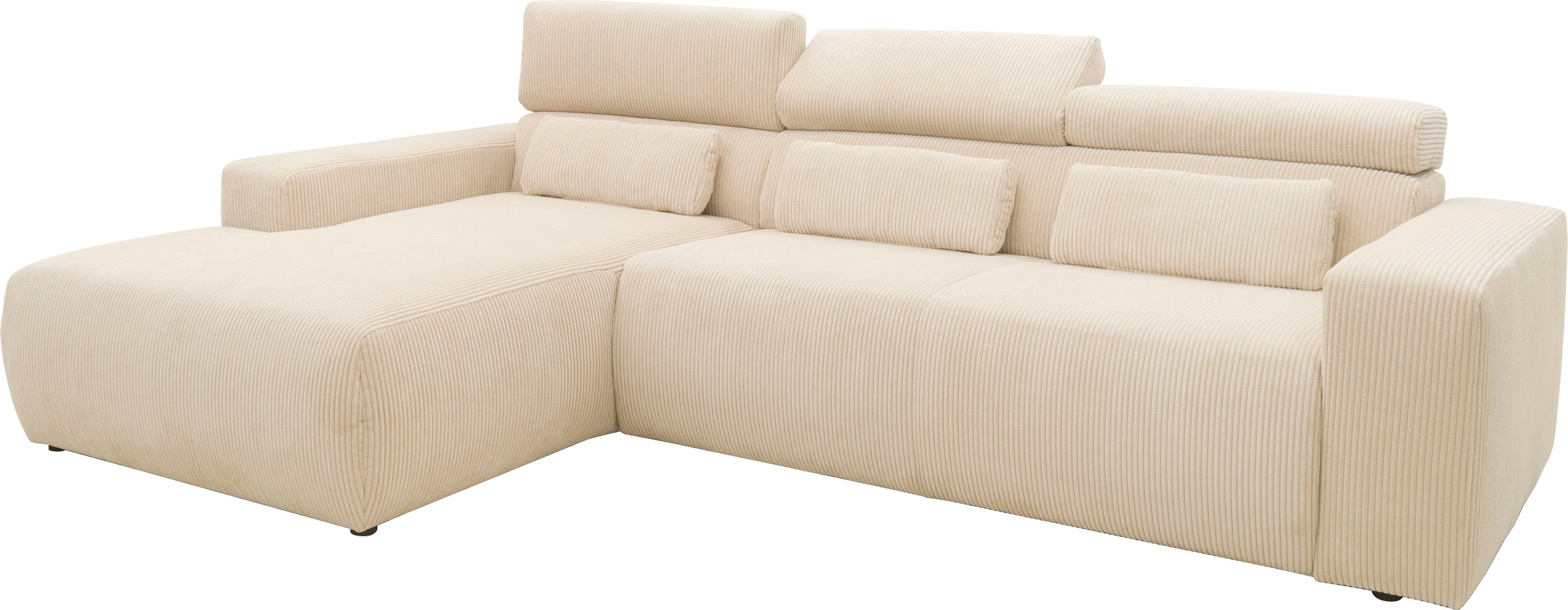 DOMO collection Ecksofa »Brandon große Ausführung B/T/H: 289/177/80 cm, auch in Leder und Cord«, mit Kopfteilverstellung, wahlweise Sitztiefenverstellung, L-Form