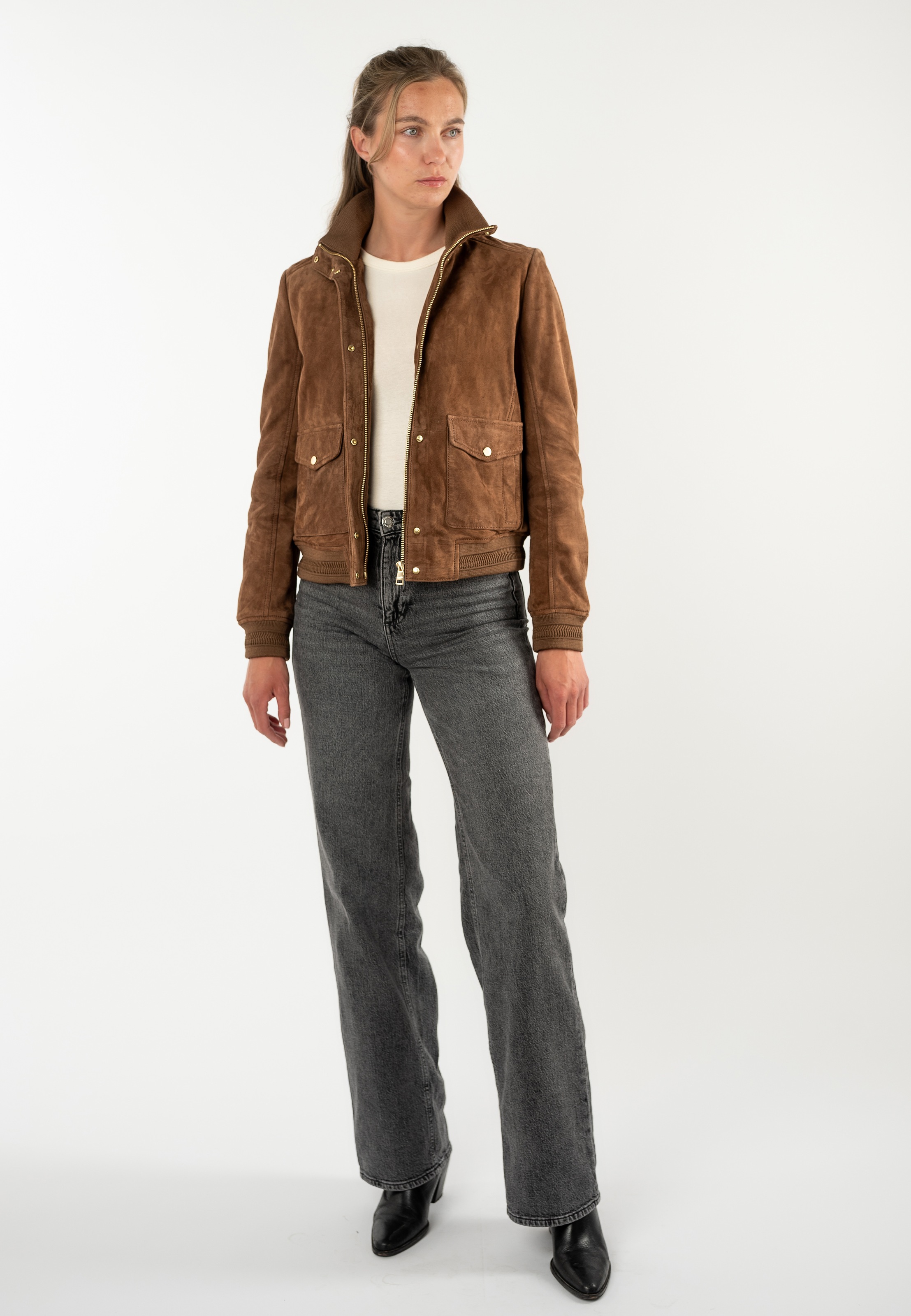 Mauritius Lederjacke »MWDarija« mit geripptem Stehkragen, Wildleder