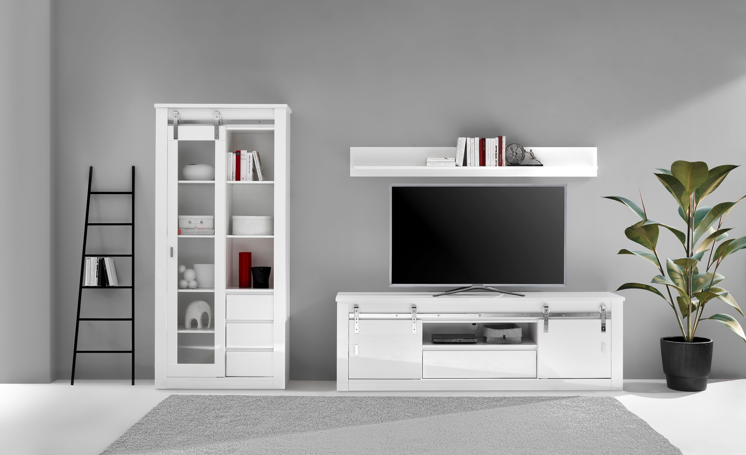 Home affaire Wohnwand "Daytona, moderne Anbauwand, Wohnzimmer-Set in Weiß H günstig online kaufen