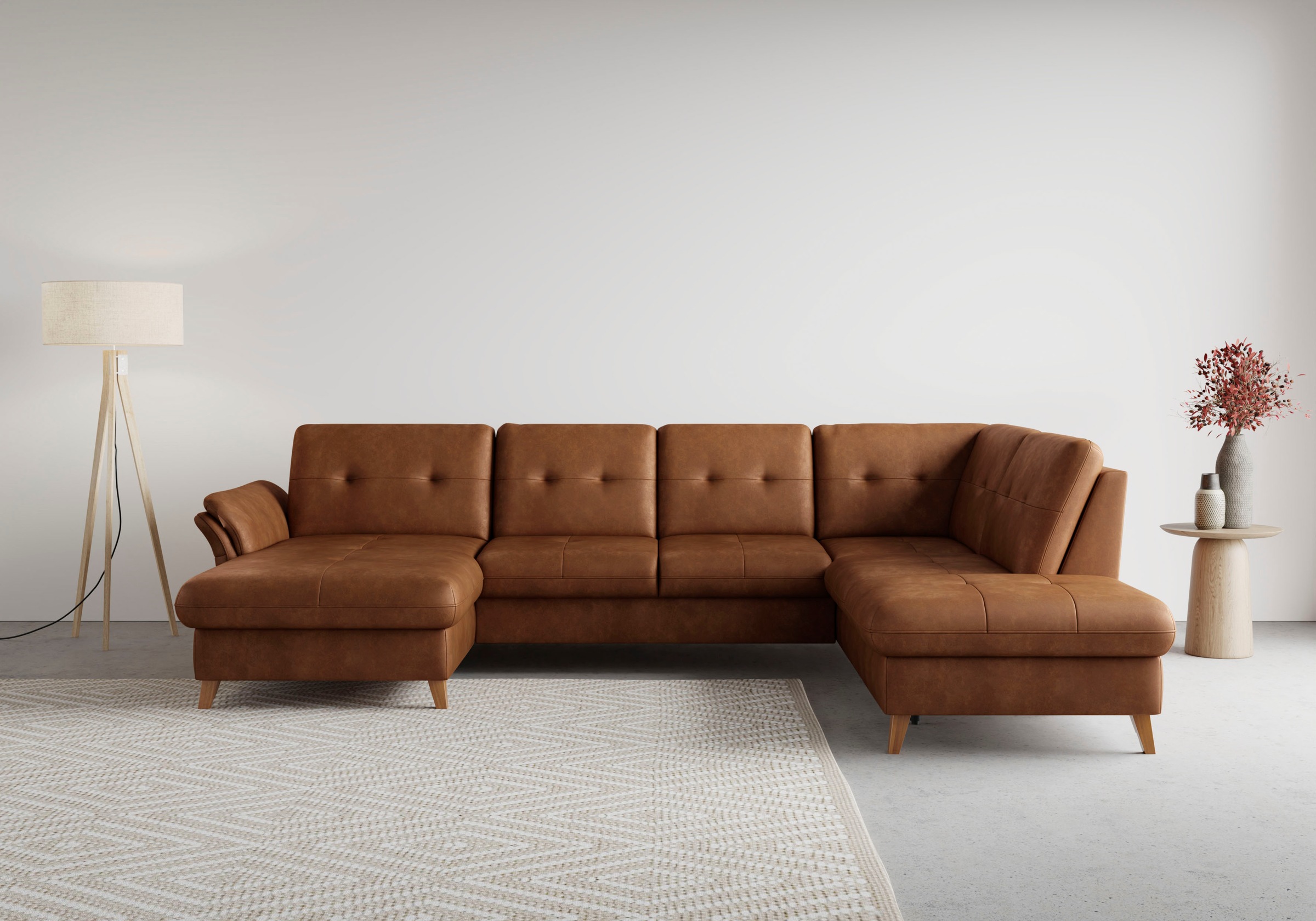 Wohnlandschaft SIT & MORE "Göteborg", braun (cognac), B:327cm H:90cm T:226cm, Sofas, Wohnlandschaft, inkl. Sitztiefenverstellung, wahlweise mit Bettfunktion & Bettkasten 10