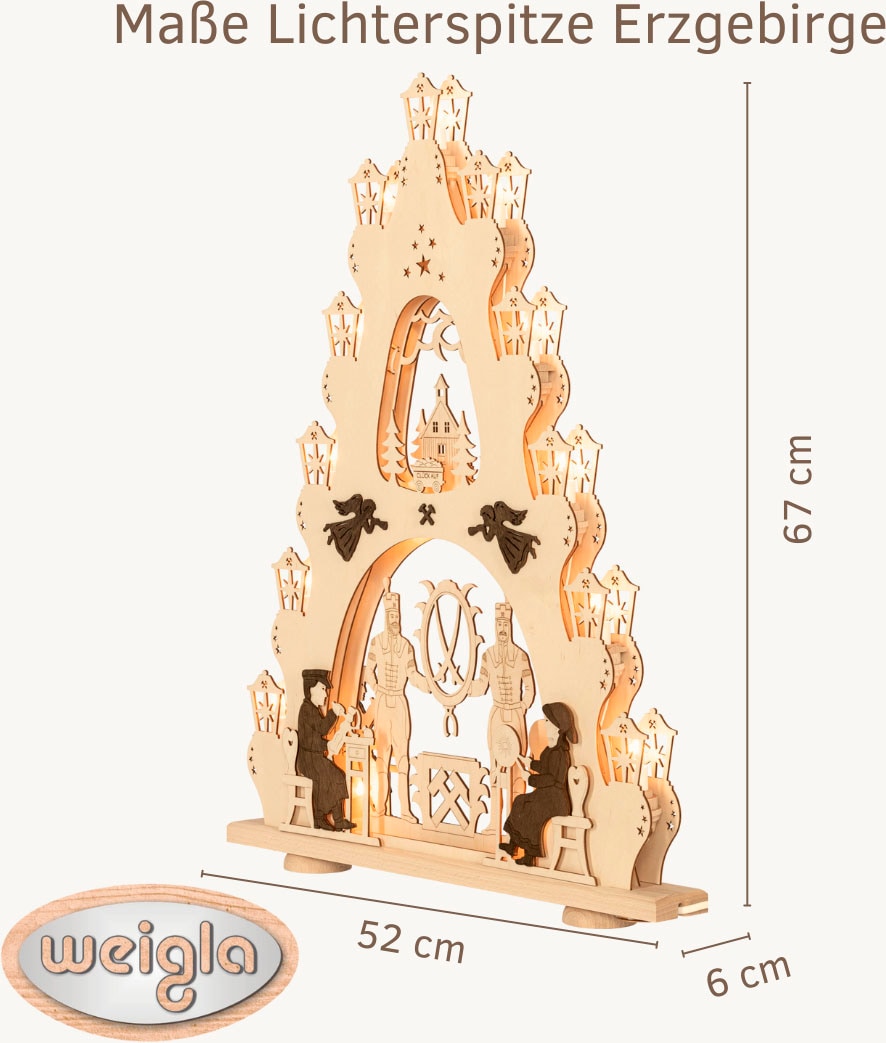 Weigla LED Schwibbogen "Erzgebirge, große Lichterspitze, Bergmann NATUR-BRA günstig online kaufen
