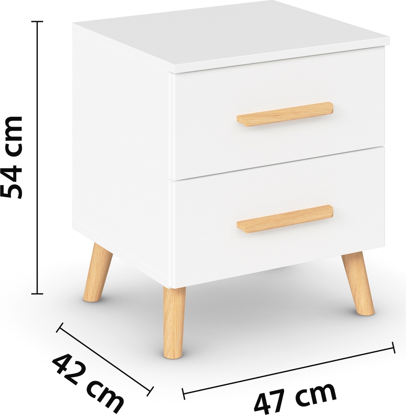 rauch Nachtkommode »Skandi by Aditio«, mit Massivholzgriffen, 2 Schubladen mit Softclose-Funktion