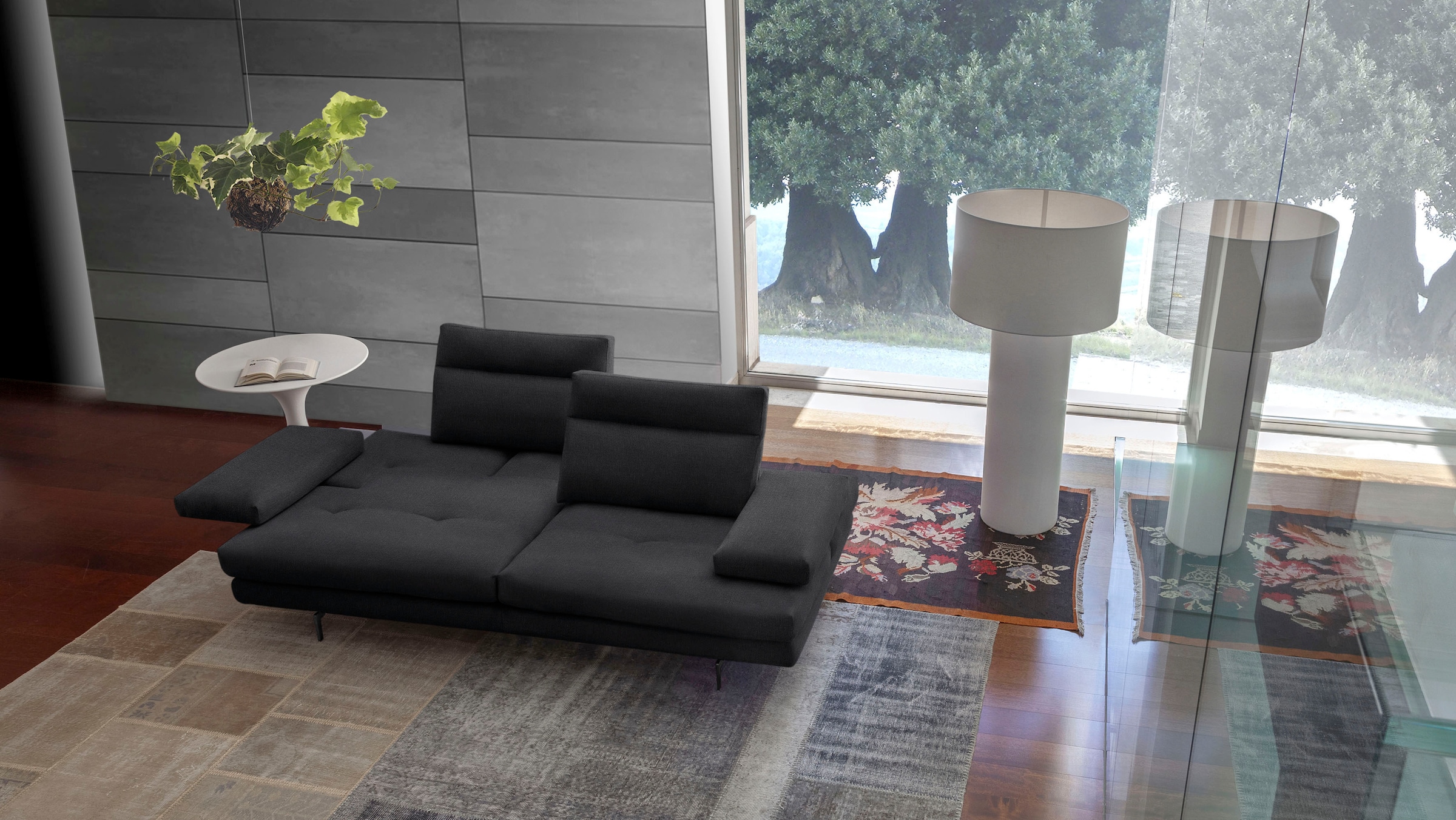CALIA ITALIA 3,5-Sitzer »Toby Wing, italienisches Designsofa, super bequem, Megasofa«, inkl. Sitztiefenverstellung und Armteilfunktion, Füße in Schwarz matt