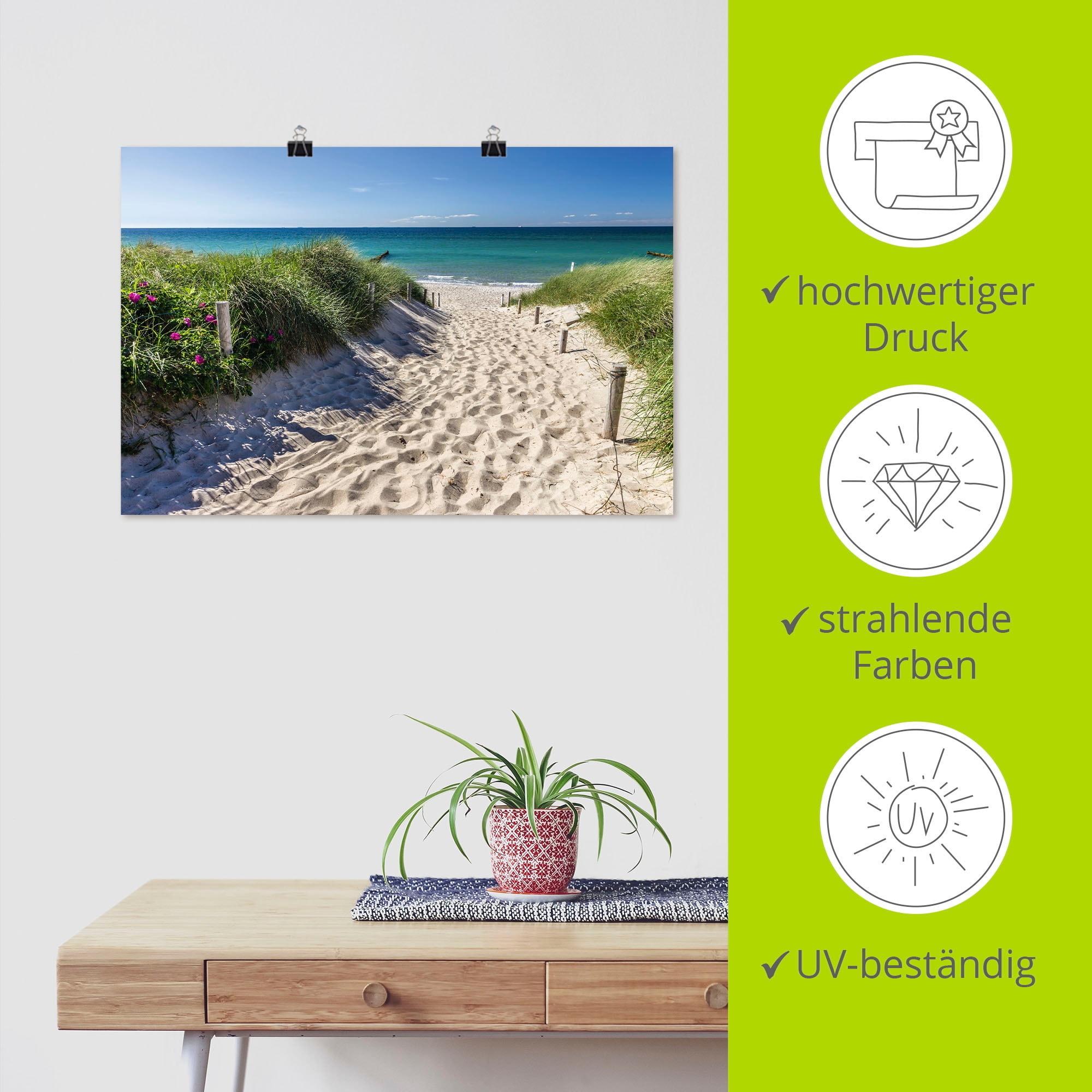 Artland Wandbild »Weg zum Strand an der Ostsee«, Strandbilder, (1 St.), als Alubild, Outdoorbild, Leinwandbild, Poster, Wandaufkleber