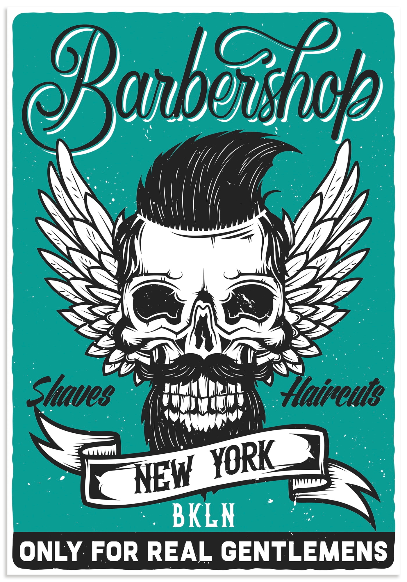 Artland Wandbild "Barbershop Plakat 2" 1 Stk. tlg. als Alubild, Leinwandbild, Poster, Wandaufkleber in verschied. Größen
