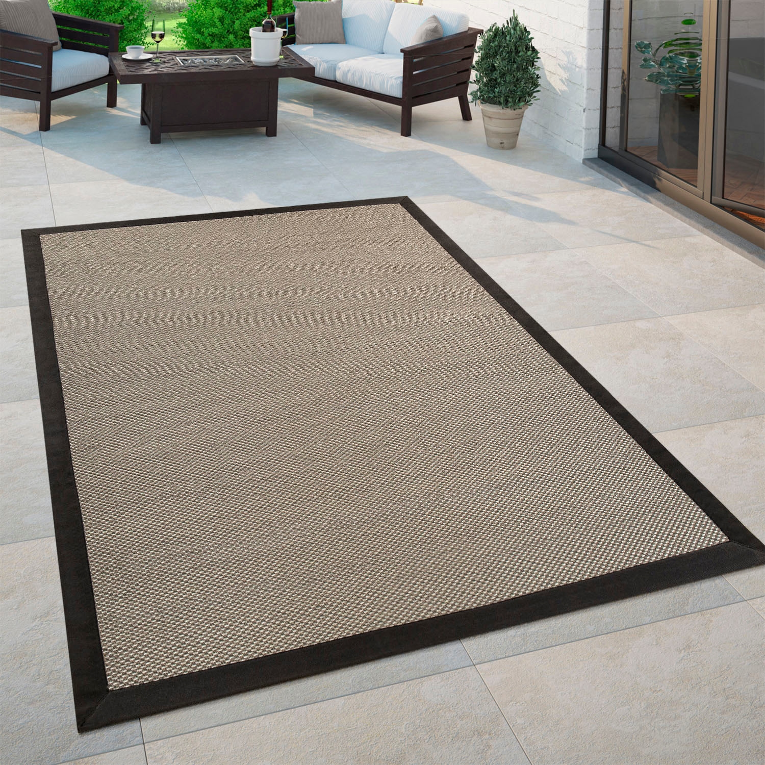 Paco Home Teppich »Sisala 270«, rechteckig, 4 mm Höhe, Flachgewebe, gewebt, Sisal Optik, Bordüre, In- und Outdoor geeignet