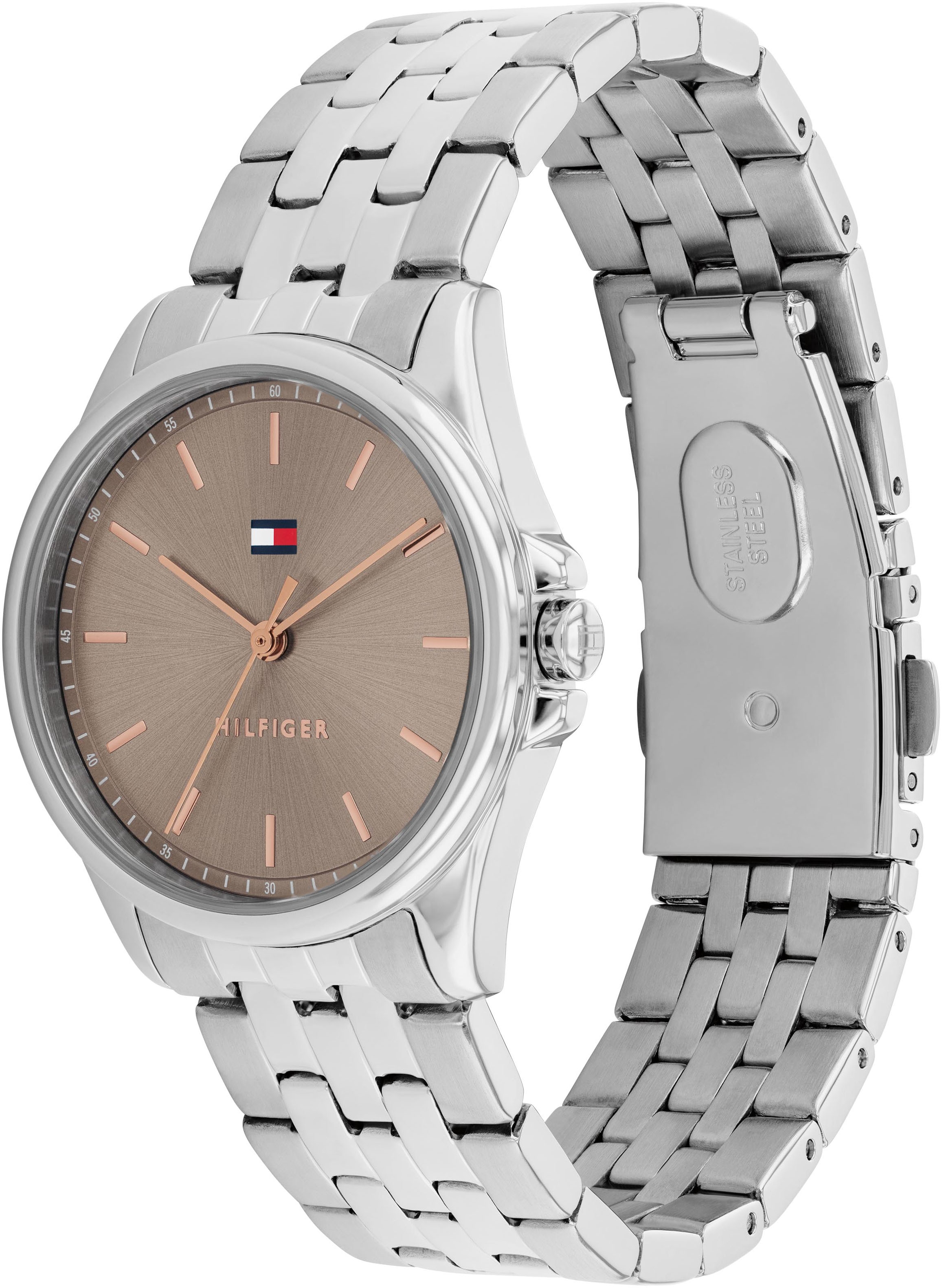 Tommy Hilfiger Quarzuhr »JADE GIFT SET«, (Set, 3 tlg., mit dazu passenden Ohrsteckern), Armbanduhr, Damenuhr, Edelstahlarmband, Ideal auch als Geschenk