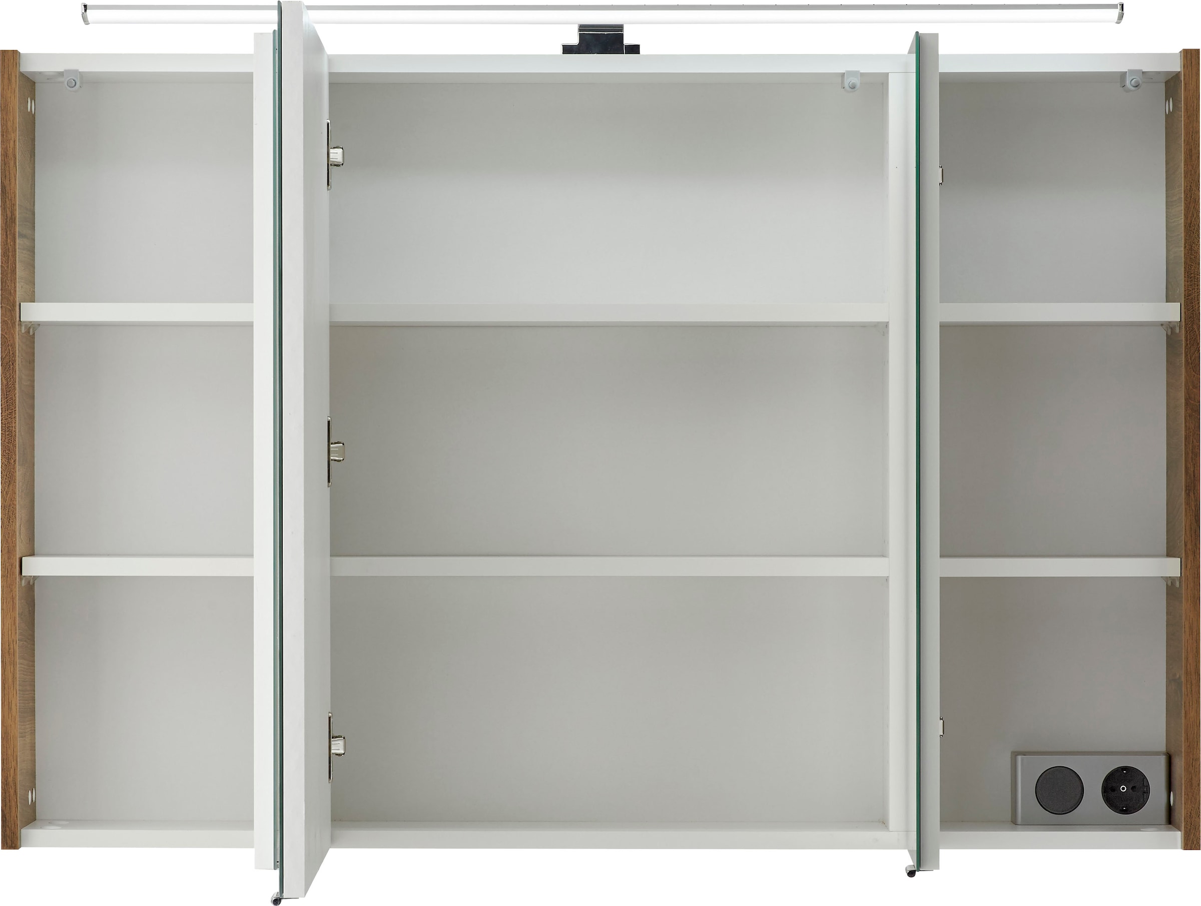PELIPAL Spiegelschrank »Quickset«, Schalter-/Steckdosenbox Breite 105 | 3-türig, cm, BAUR bestellen LED-Beleuchtung