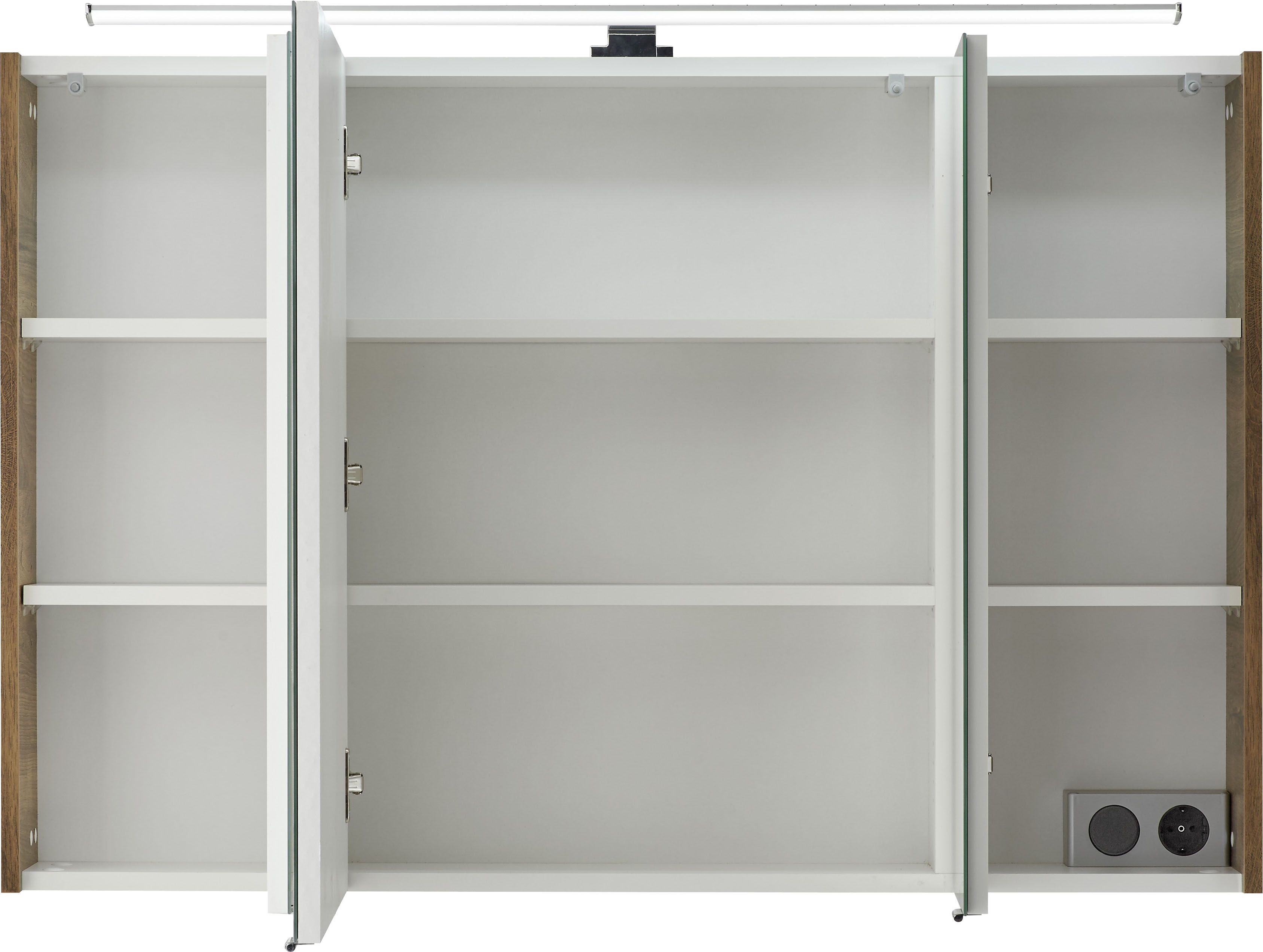 Thumbnail - Saphir Spiegelschrank "Quickset Badschrank, 3 Spiegeltüren, 6 Einlegeböden, 105 cm breit", inkl. LED-Beleuchtung, Türdäm...
