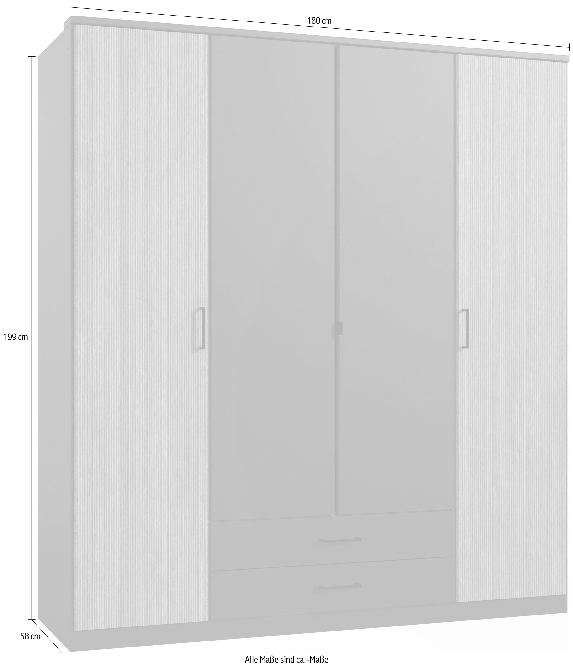 Wimex Kleiderschrank »Fulda, 135 oder 180/58/199cm, 2 Schubladen, Made in Germany«, (mit Kranzleiste), besonderer Look durch Multiplex Optik, mit oder ohne Glasauflage