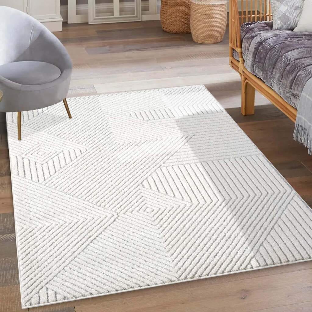 Carpet City Teppich »LOUNGE 0632«, rechteckig, 15 mm Höhe, Kurzflor-Teppich Modern, Hoch-Tief-Struktur, Wohnzimmer, Schlafzimmer