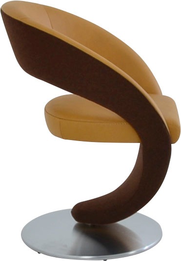 Drehstuhl K+W KOMFORT & WOHNEN "Wave", gelb (curcuma 71, rust 71, edelstahloptik), B:62cm H:86cm T:61cm, Stühle, Drehstuhl, Design-Drehstuhl, Drehteller in Metall edelstahloptik, Farbkombination 3