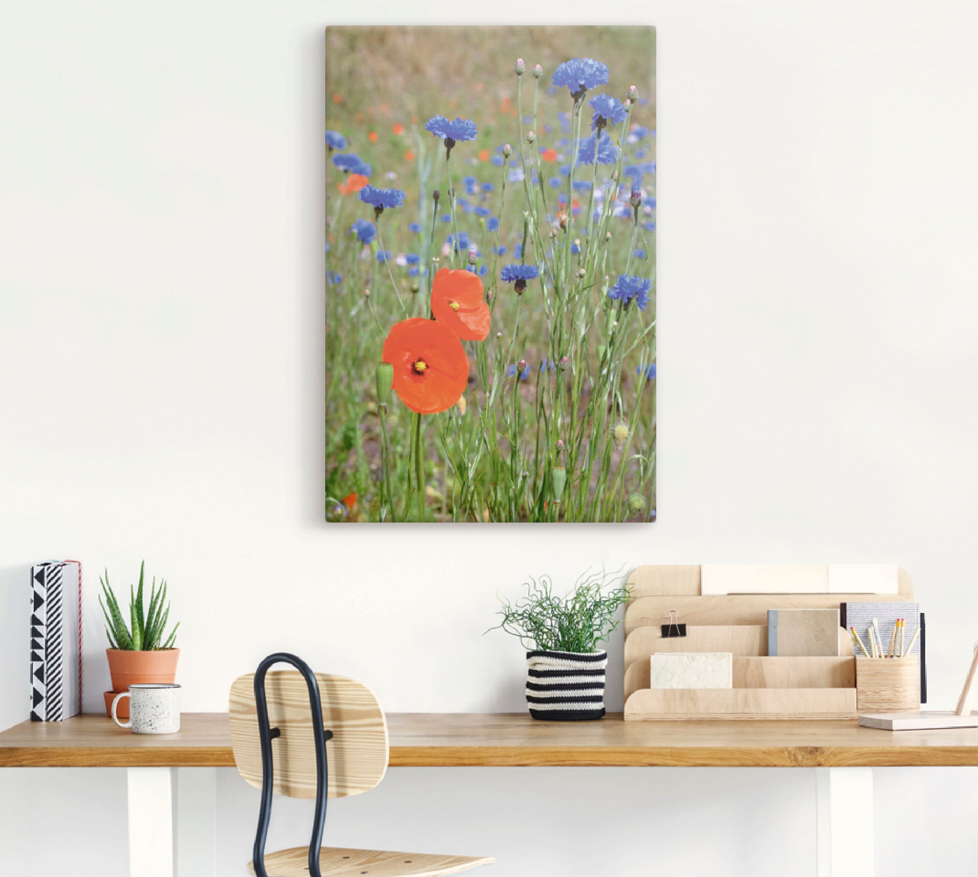 Blumen, (1 Wandaufkleber Größen | Poster Artland versch. oder mit St.), Mohnblumen BAUR in Wandbild Kornblumen«, Leinwandbild, und als Alubild, kaufen »Wiese