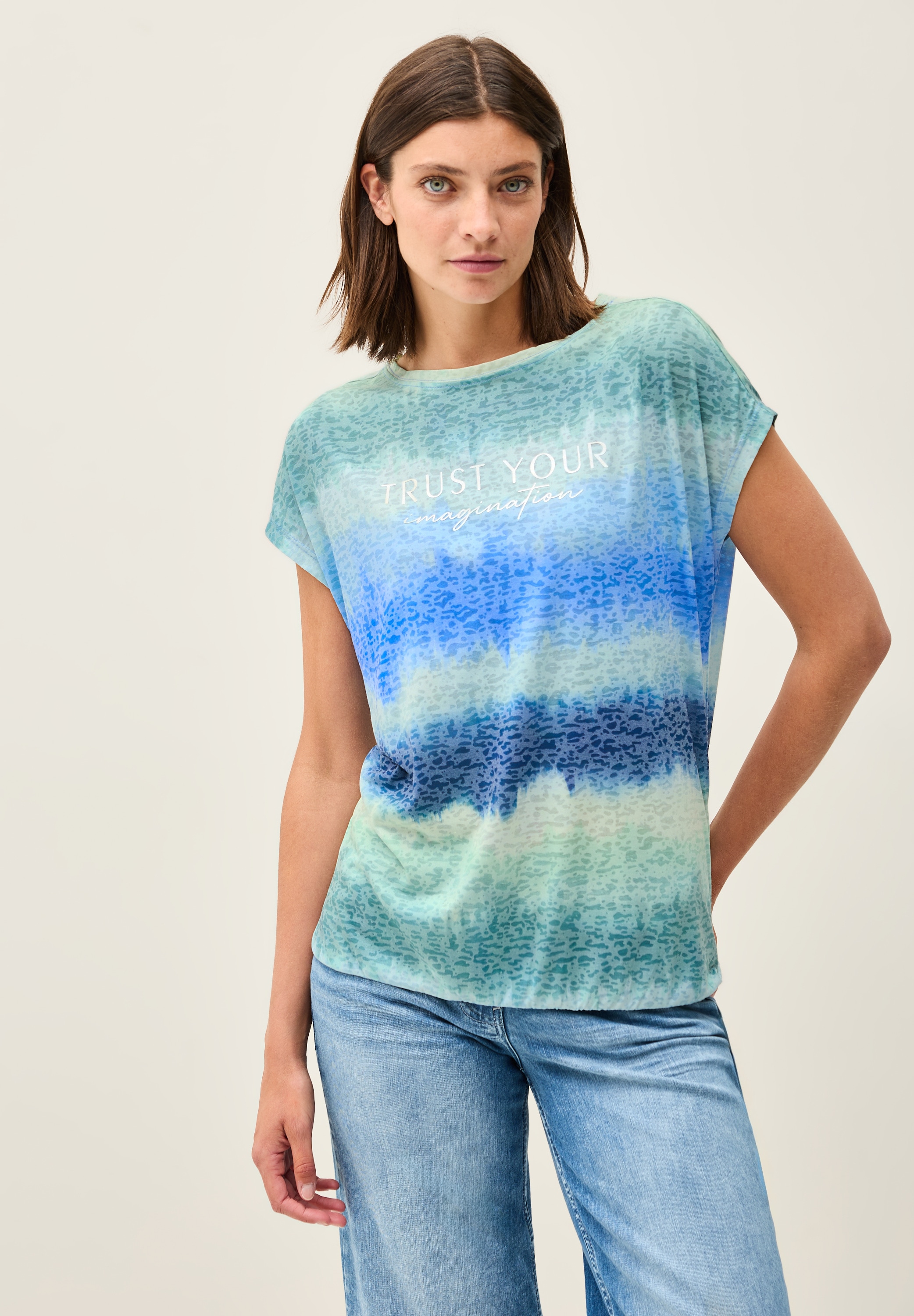 Cecil Print-Shirt, mit Glitzer-Wording-Print günstig online kaufen