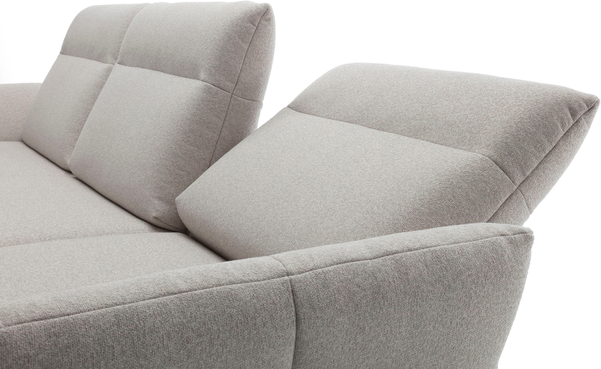 Creation BY ROLF BENZ Ecksofa »CR.460«, Sockel in Nussbaum, Winkelfüße in Umbragrau, Breite 298 cm