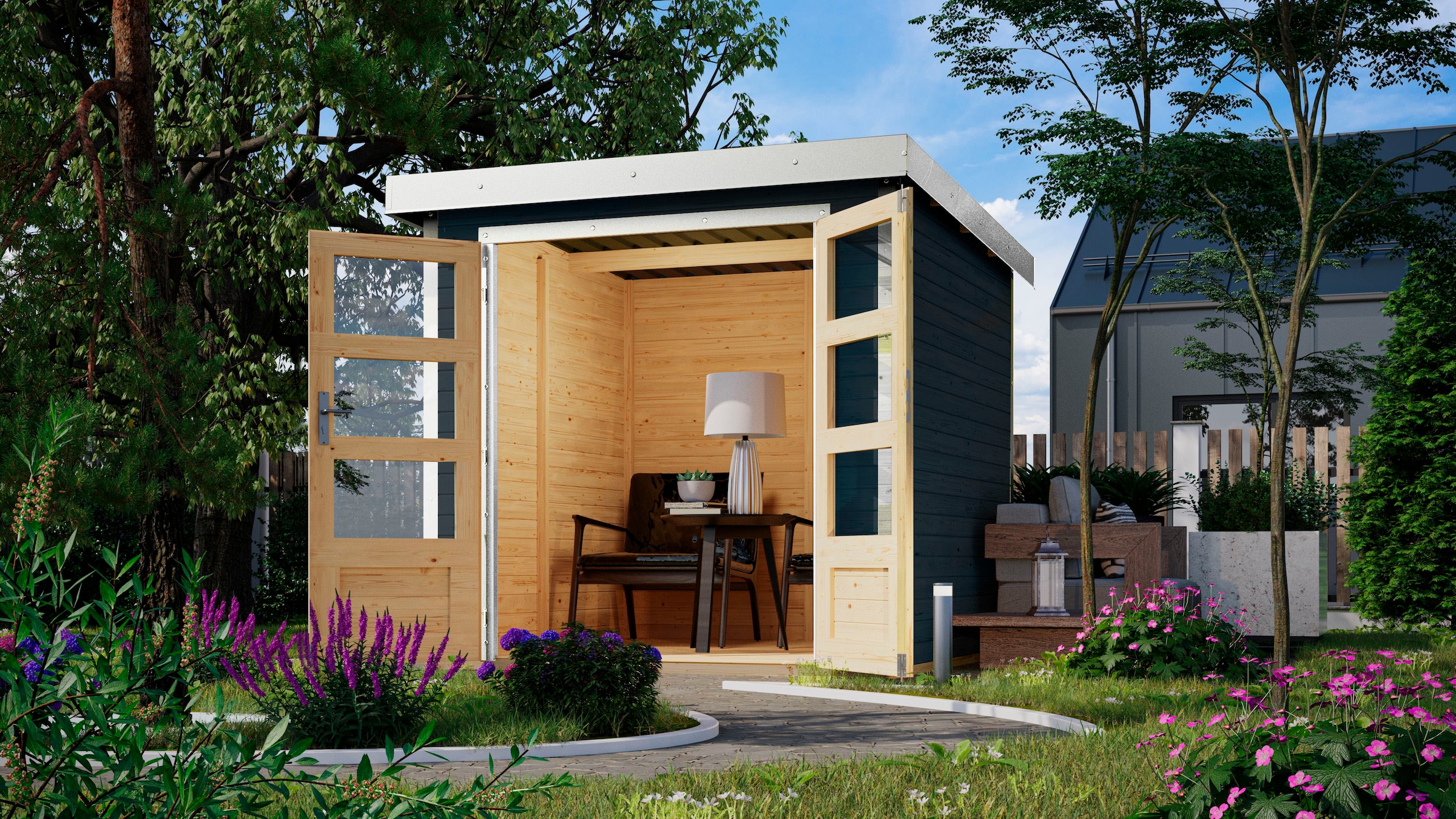 Karibu Gartenhaus »"Jupiter C"«, anthrazit/weiß