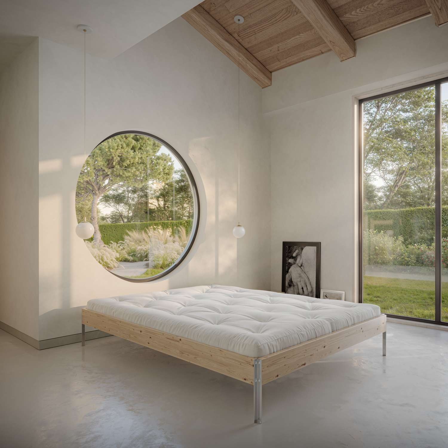 Karup Design Bettgestell »CORE BED Bodenbett, Holzrahmen, Futonbett, Jugendbett, Holzbett«, Massivholzbett mit Lattenrost, Kiefer massiv, Doppelbett ohne Kopfteil