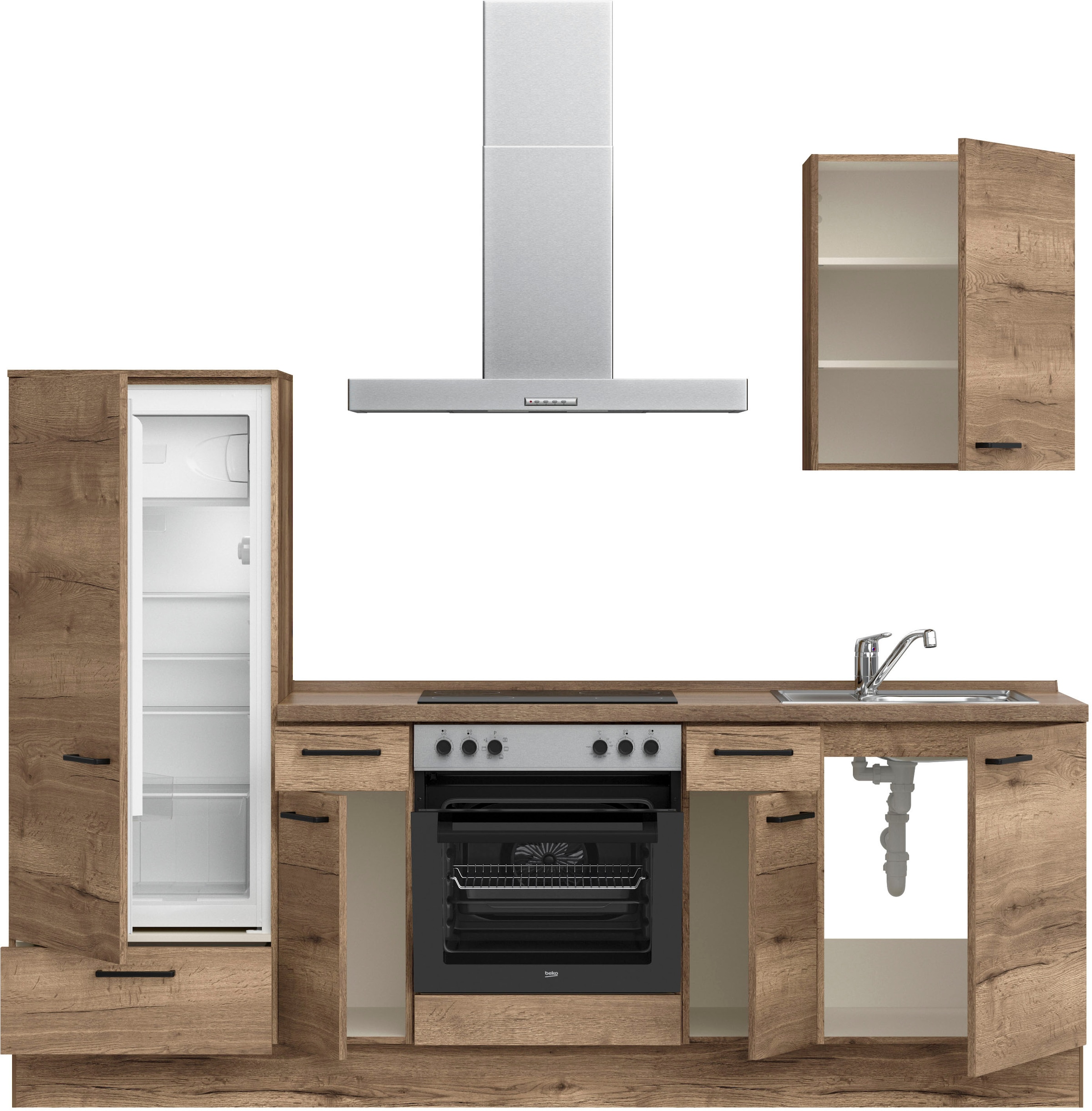 nobilia® Küchenzeile »"Structura I"«, vormontiert, Ausrichtung wählbar, Breite 240 cm, wahlw. mit E-Geräten