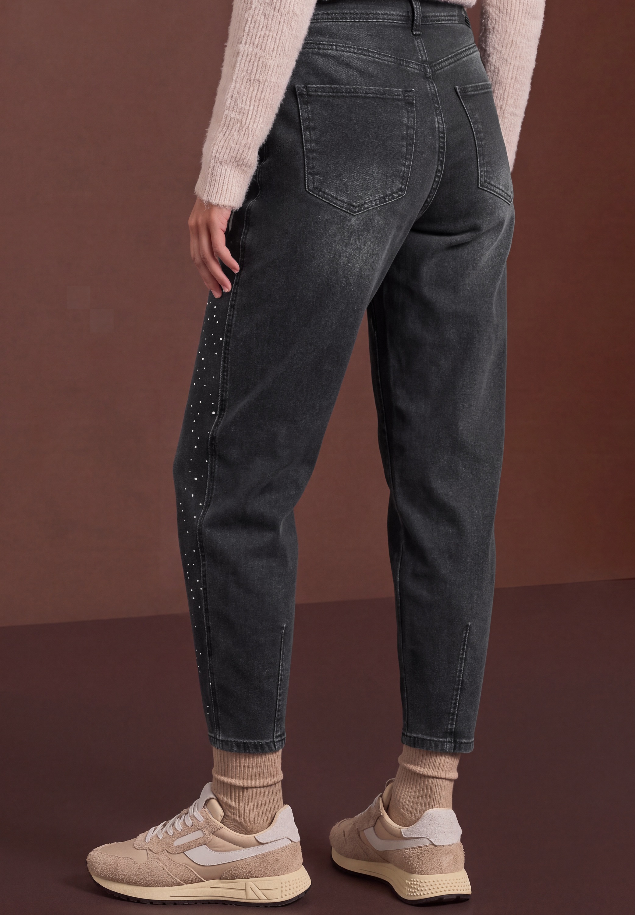 STREET ONE Loose-fit-Jeans mit Glitzerdetails