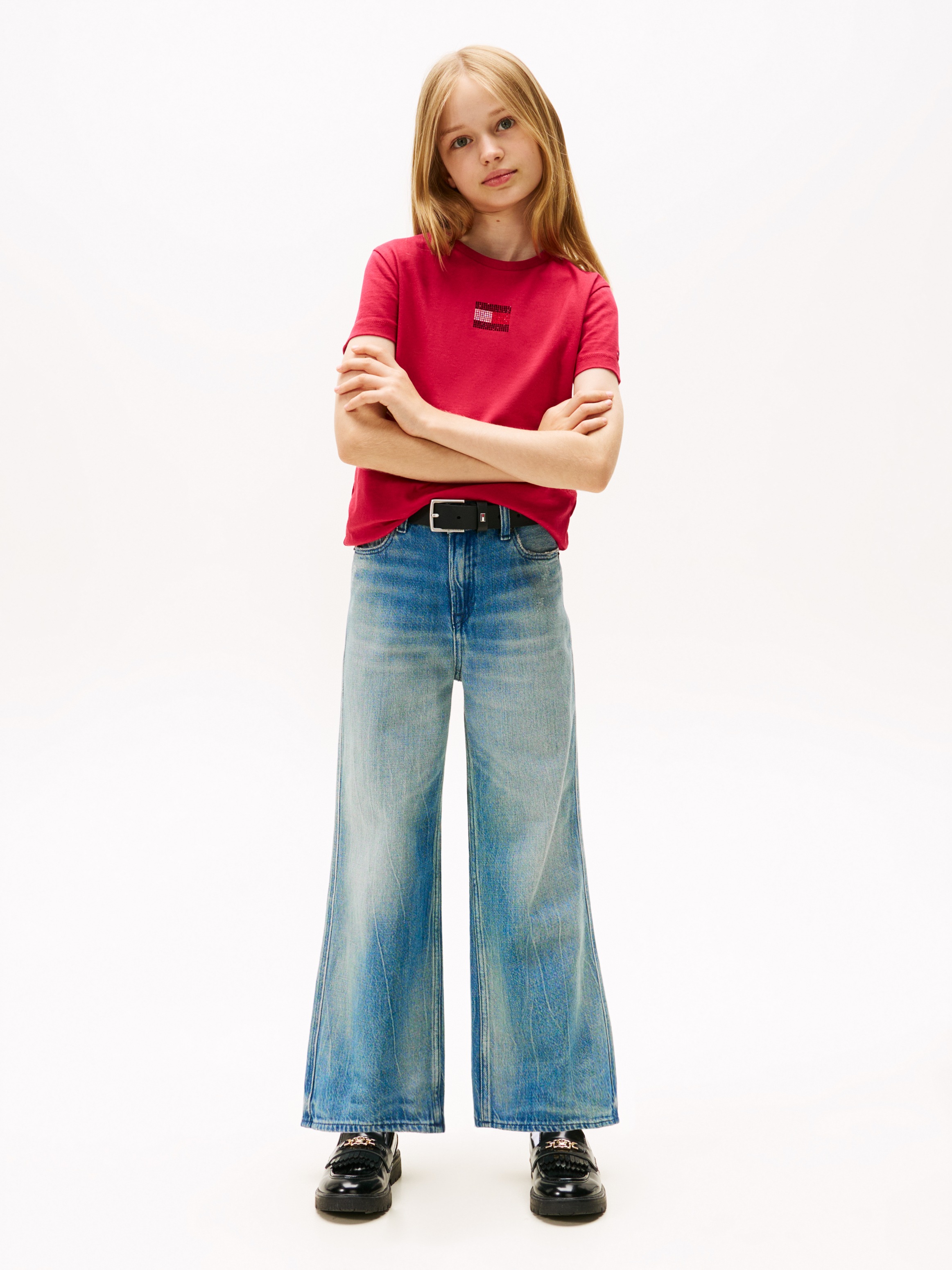 Tommy Hilfiger T-Shirt »RHINE STONE FLAG TEE S/S«, Kinder bis 16 Jahre