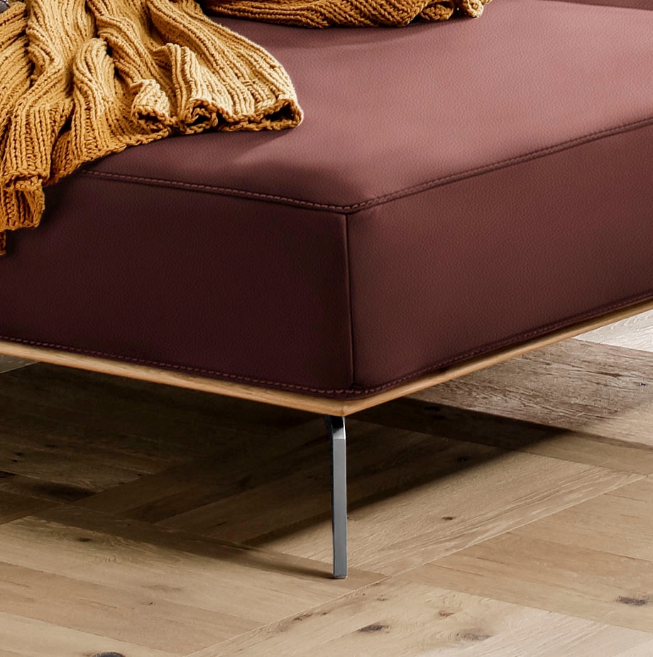 W.SCHILLIG Ecksofa »run, Designsofa mit tollem Sitzkomfort, L-Form«, mit elegantem Holzsockel, Füße in Chrom glänzend, Breite 279 cm