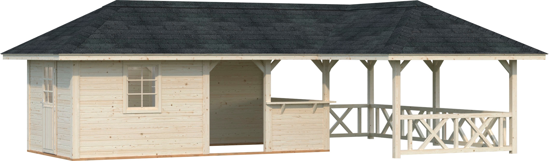 Holzpavillon »Bianca 33,2 m² Set 1«, BxTxH: 876x588x323 cm