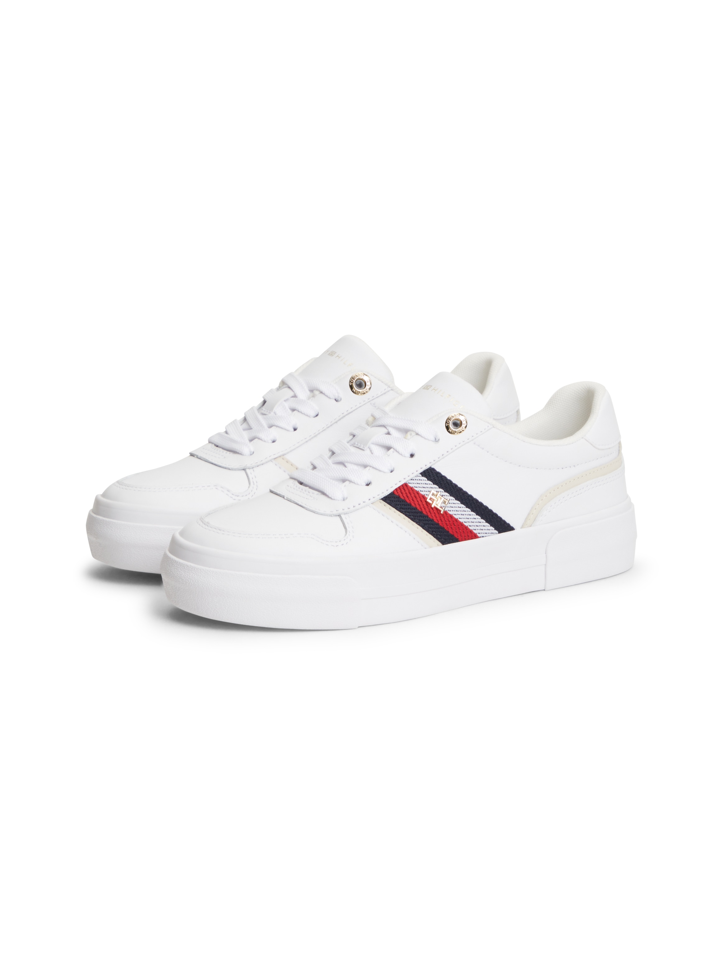 Tommy Hilfiger Plateausneaker "TH PLATFORM VULC LEATHER" Freizeitschuh, Halbschuh, Schnürer, seitliche Streifen in Tommy Farben