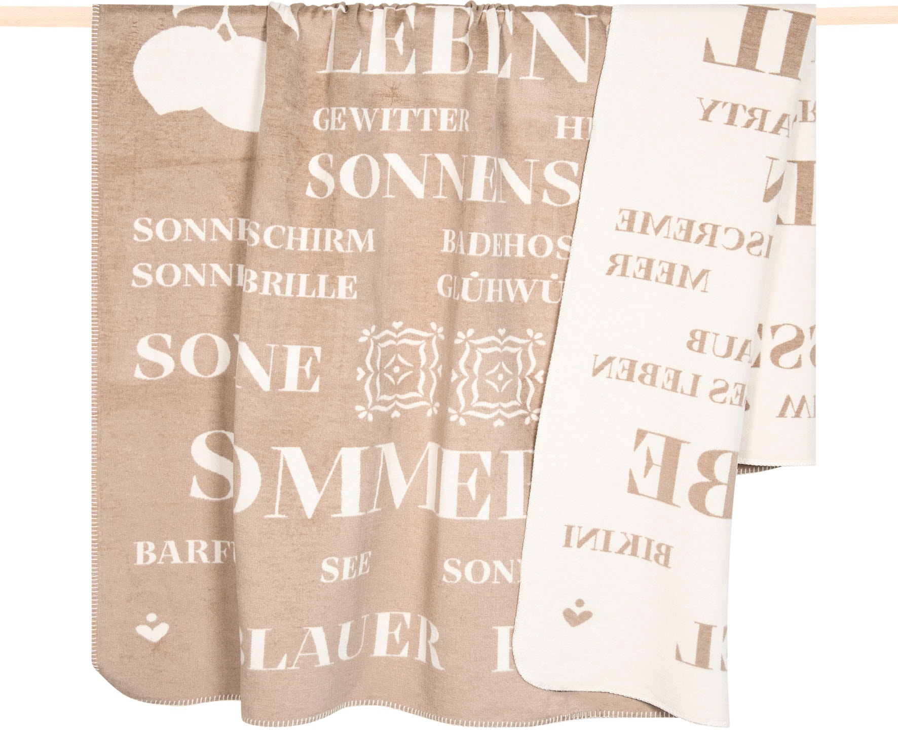 PAD Wohndecke "EVITA" Made in Europe, Wendefunktion, mit Schriftzug, 150x20 günstig online kaufen