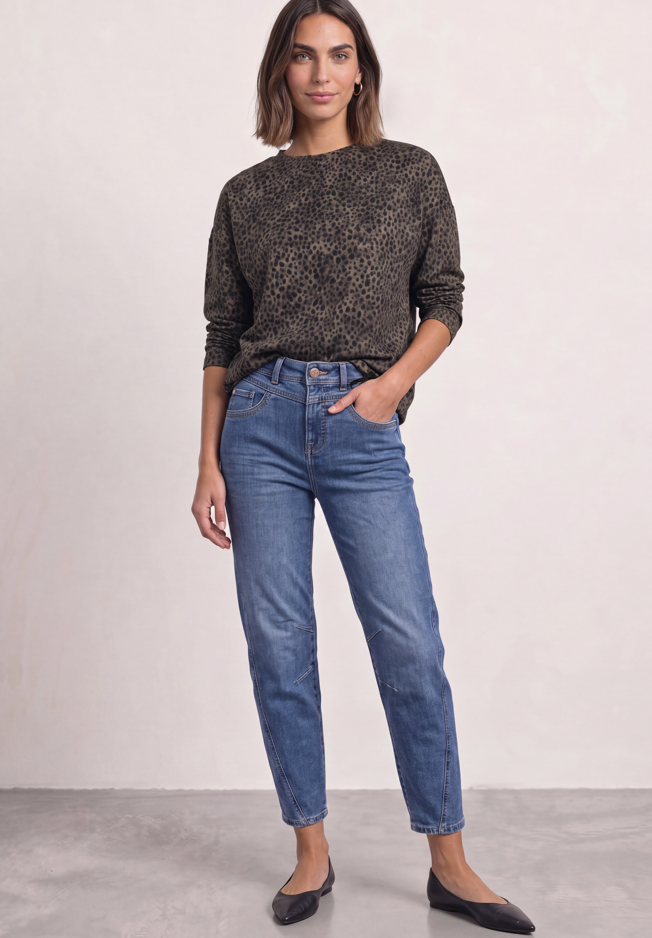 STREET ONE Langarmshirt aus softem Materialmix