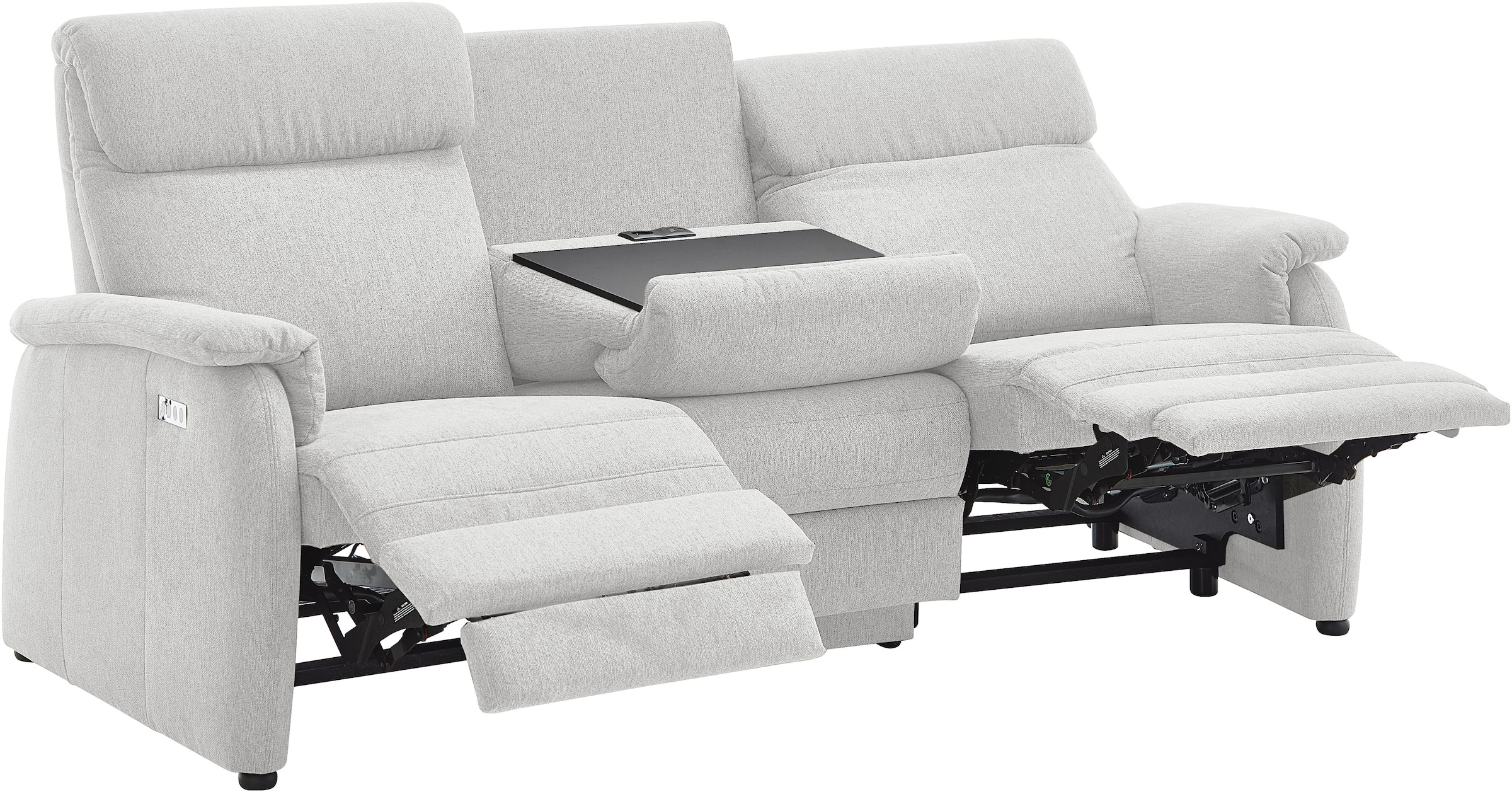 Home affaire Polstergarnitur »Turin, 2,5- & 3-Sitzer mit elektrischer Relaxfunktion« Set, 4 tlg. tlg. inkl. Tisch, USB & Steckdose, Federkern & pflegeleichtem Bezug