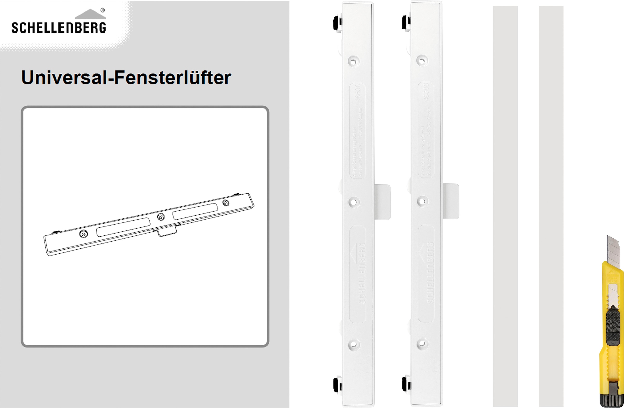 SCHELLENBERG Fensterfalzlüfter »Universal-Fensterlüfter«, (Set, 2 tlg.), Starter Set, Gesünderes Raumklima durch ständige Feinlüftung