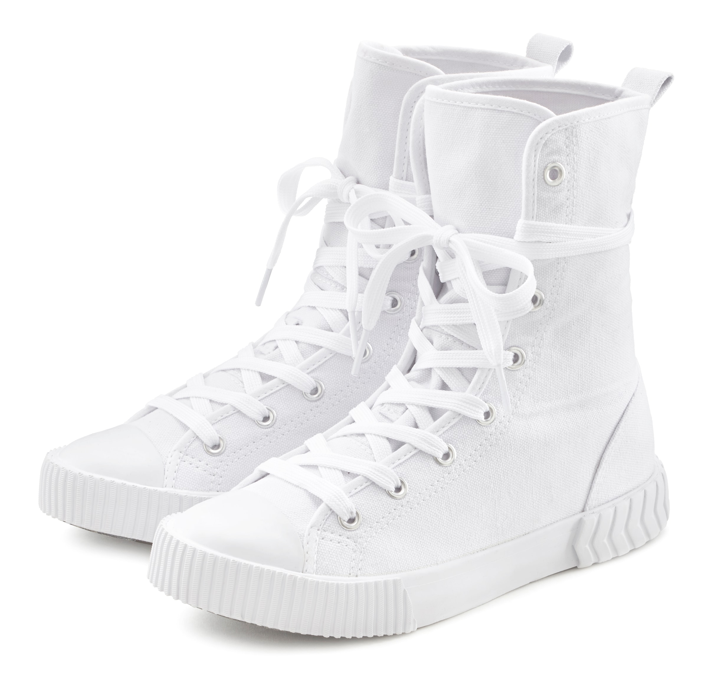 LASCANA Stiefelette, im Combat Look, High Top Sneaker, Schnürschuh, Textil- günstig online kaufen