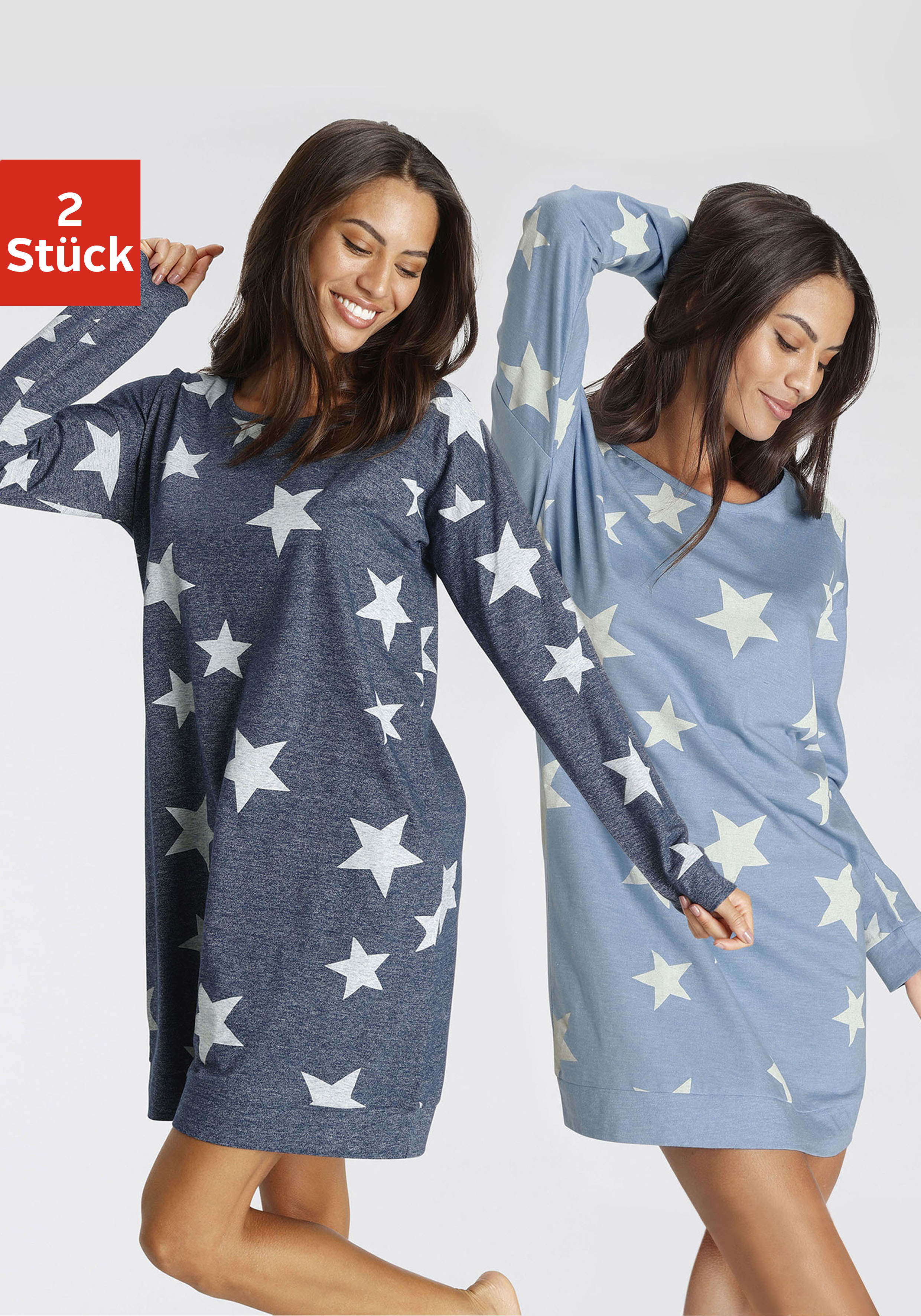 Vivance Dreams by Lascana Sleepshirt Packung, mit Sterne-Druck