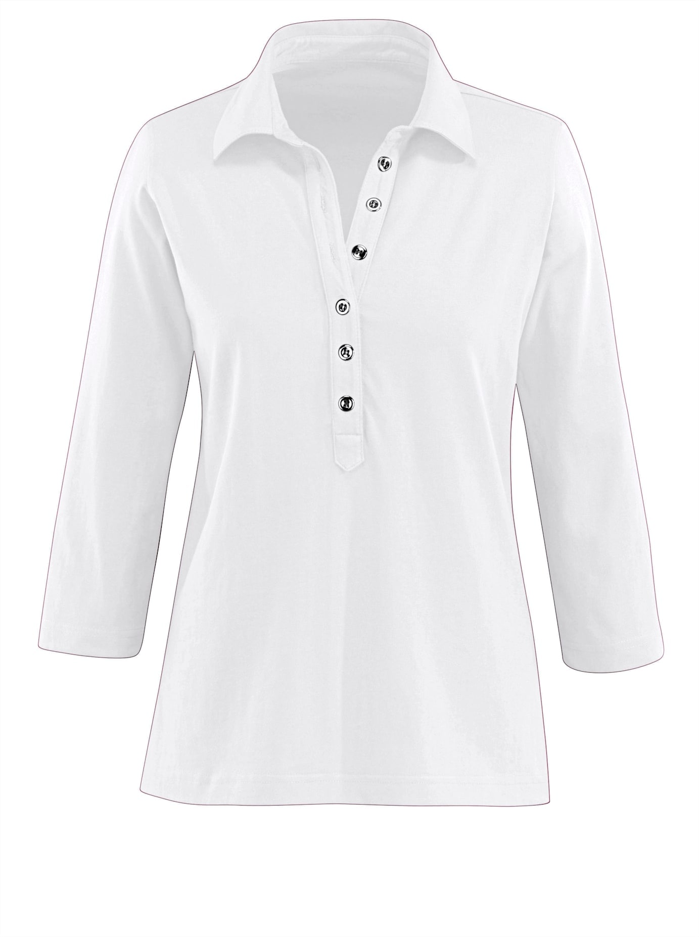 Poloshirt CASUAL LOOKS "Poloshirt", Damen, Gr. 54, weiß, 50% Baumwolle, 50% Modal, unifarben, ohne Ausschnitt, Shirts