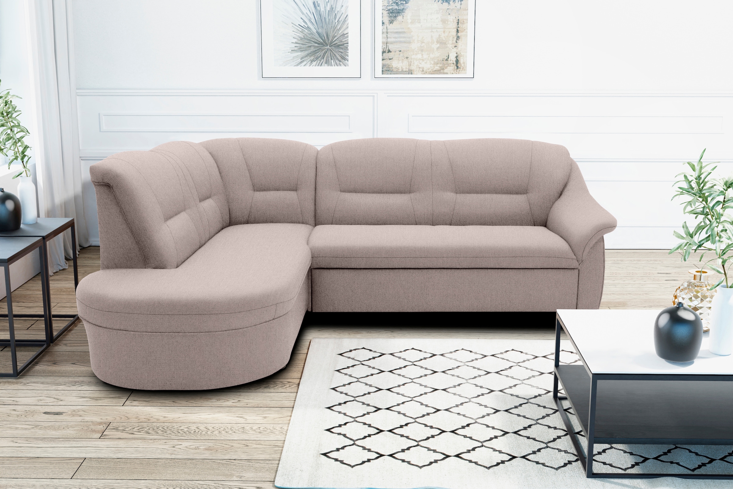 DOMO collection Ecksofa "Faenza für kleine Räume, Stellmaße 232,176cm, komf günstig online kaufen