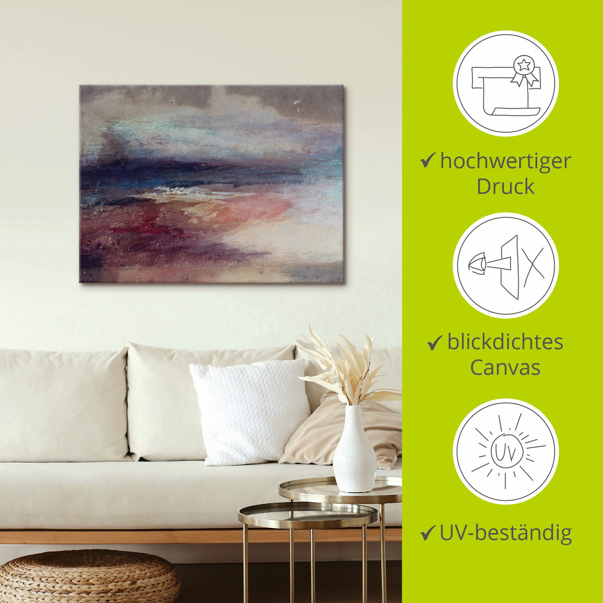 Artland Wandbild »Küstenlandschaft Sonnenunterg«, Küste, (1 St.), als Leinwandbild, Poster in verschied. Größen