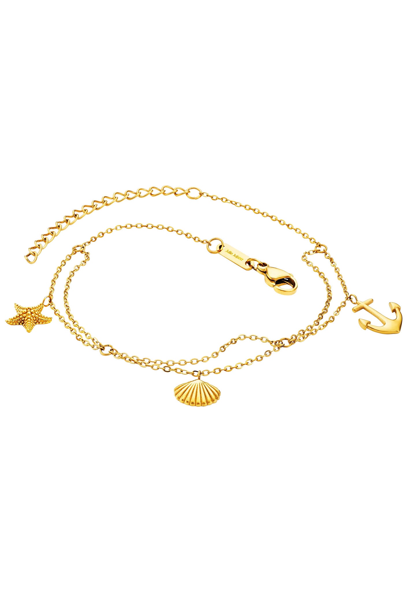 Julie Julsen Fußkette mit Anhänger »ANKLET, ANCHOR-STARFISH-SHELL, JJAC29329G, JJAC29329S«